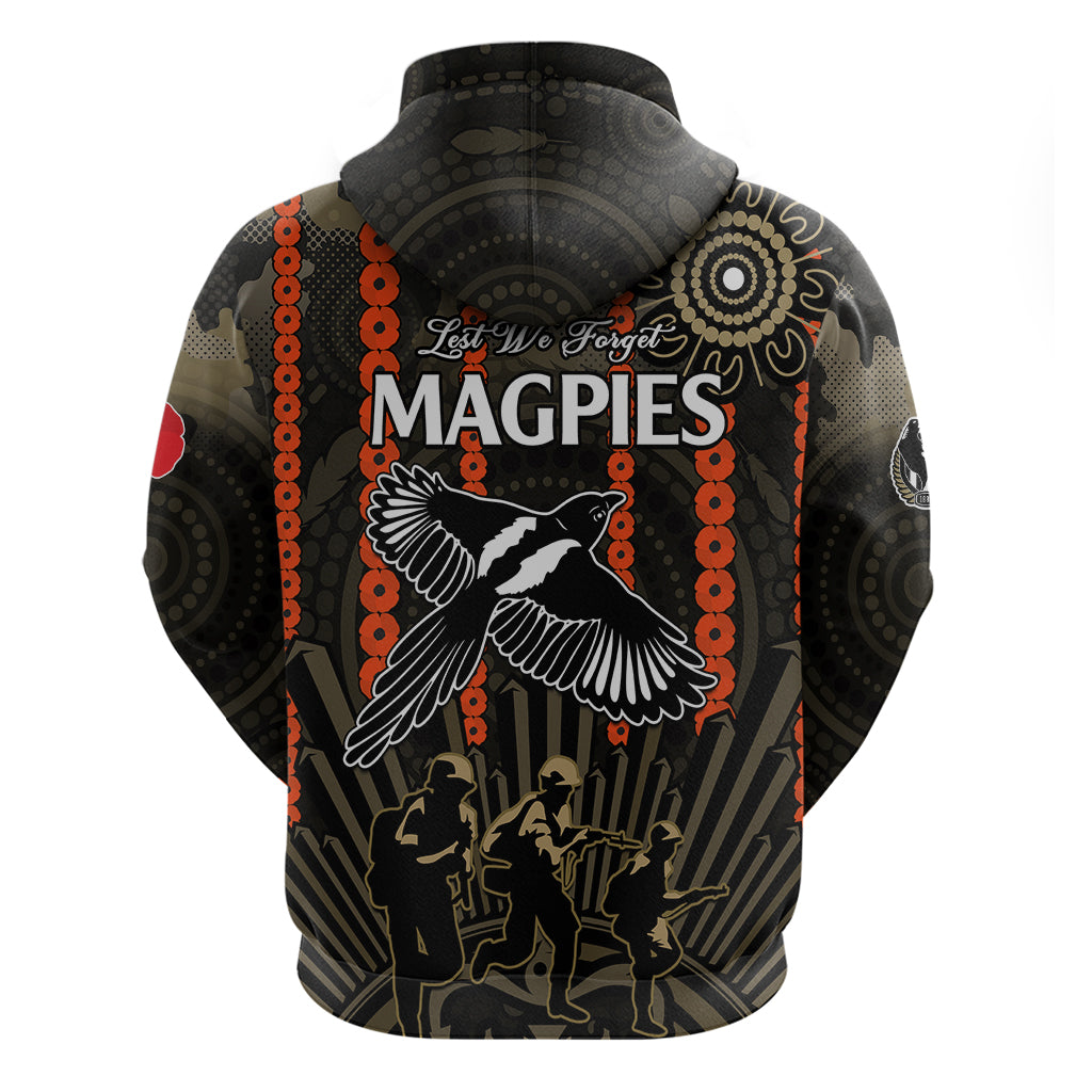 ANZAC Collingwood Football Hoodie Proud To Be Magpies Poppy Flowers and Aboriginal Version LT9 - Vibe Hoodie Shop