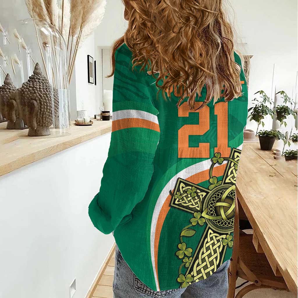 Custom Ireland Rugby Women Casual Shirt Green Celtic Knot Summer Paris 2024 - Vibe Hoodie Shop