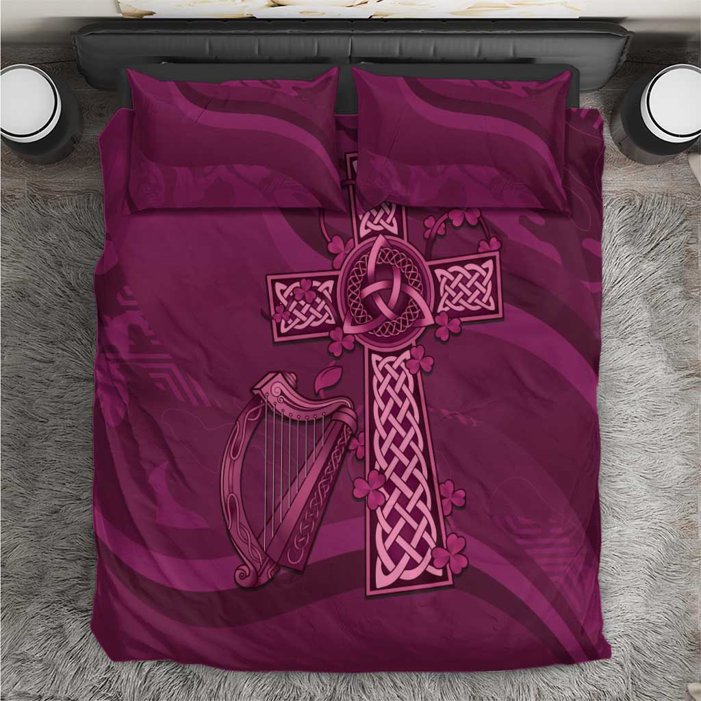 Ireland Rugby Bedding Set Maroon Celtic Knot Summer Paris 2024 - Vibe Hoodie Shop