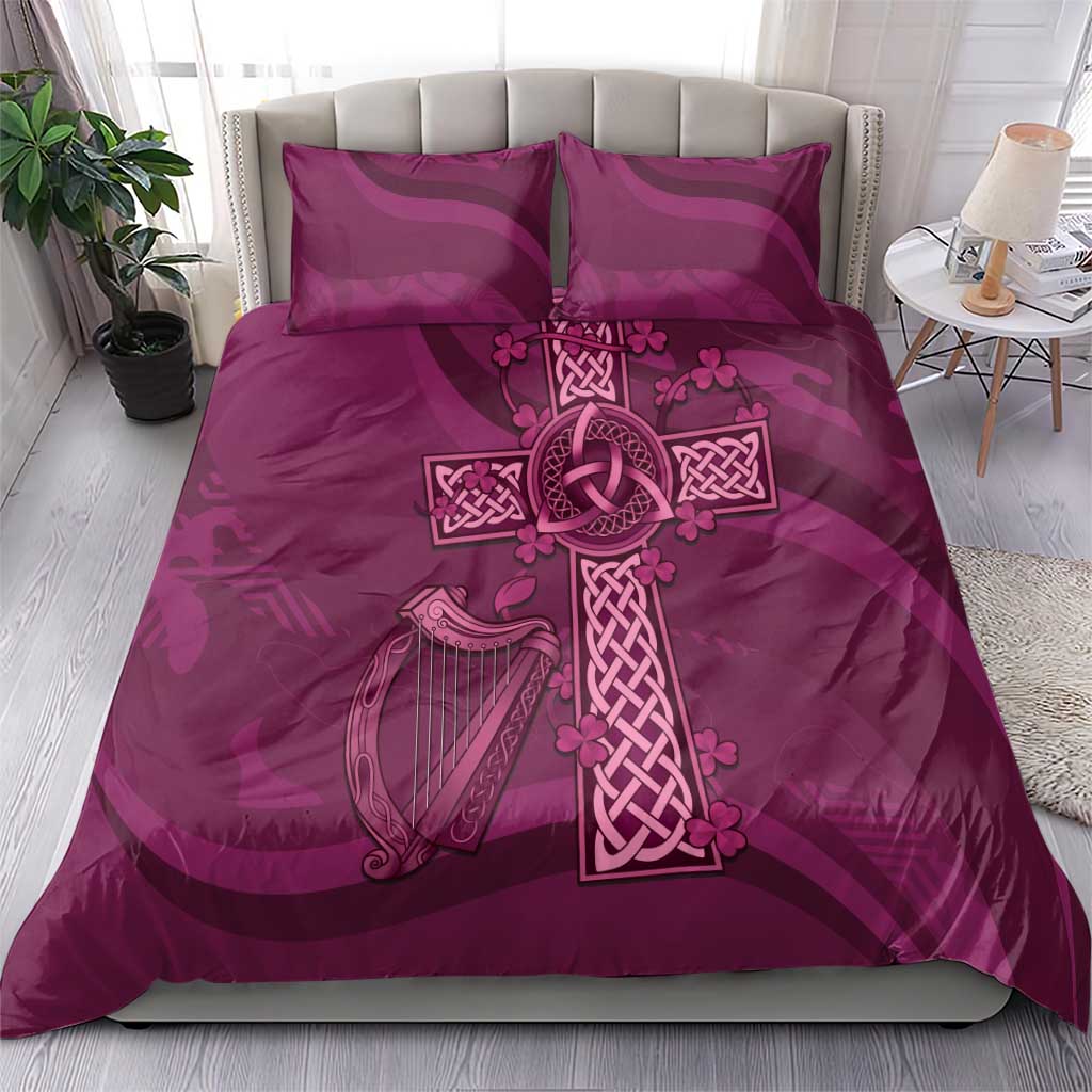 Ireland Rugby Bedding Set Maroon Celtic Knot Summer Paris 2024 - Vibe Hoodie Shop