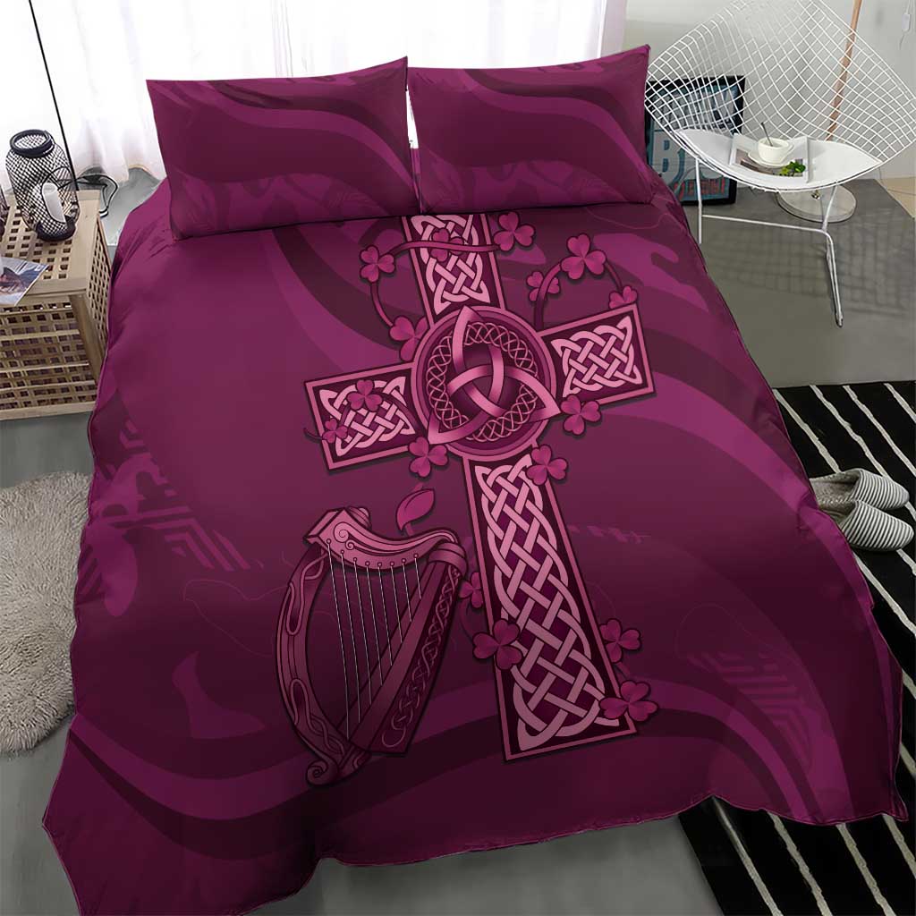 Ireland Rugby Bedding Set Maroon Celtic Knot Summer Paris 2024 - Vibe Hoodie Shop