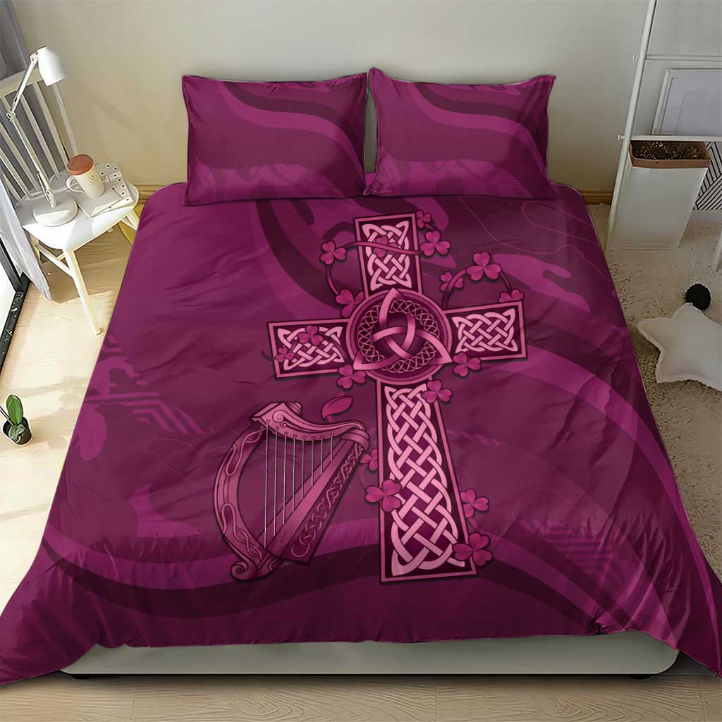 Ireland Rugby Bedding Set Maroon Celtic Knot Summer Paris 2024 - Vibe Hoodie Shop