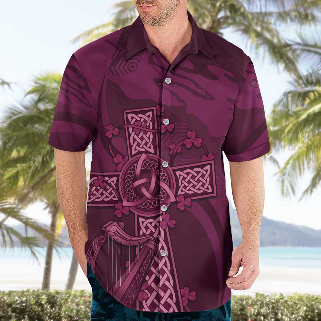 Ireland Rugby Hawaiian Shirt Maroon Celtic Knot Summer Paris 2024 - Vibe Hoodie Shop