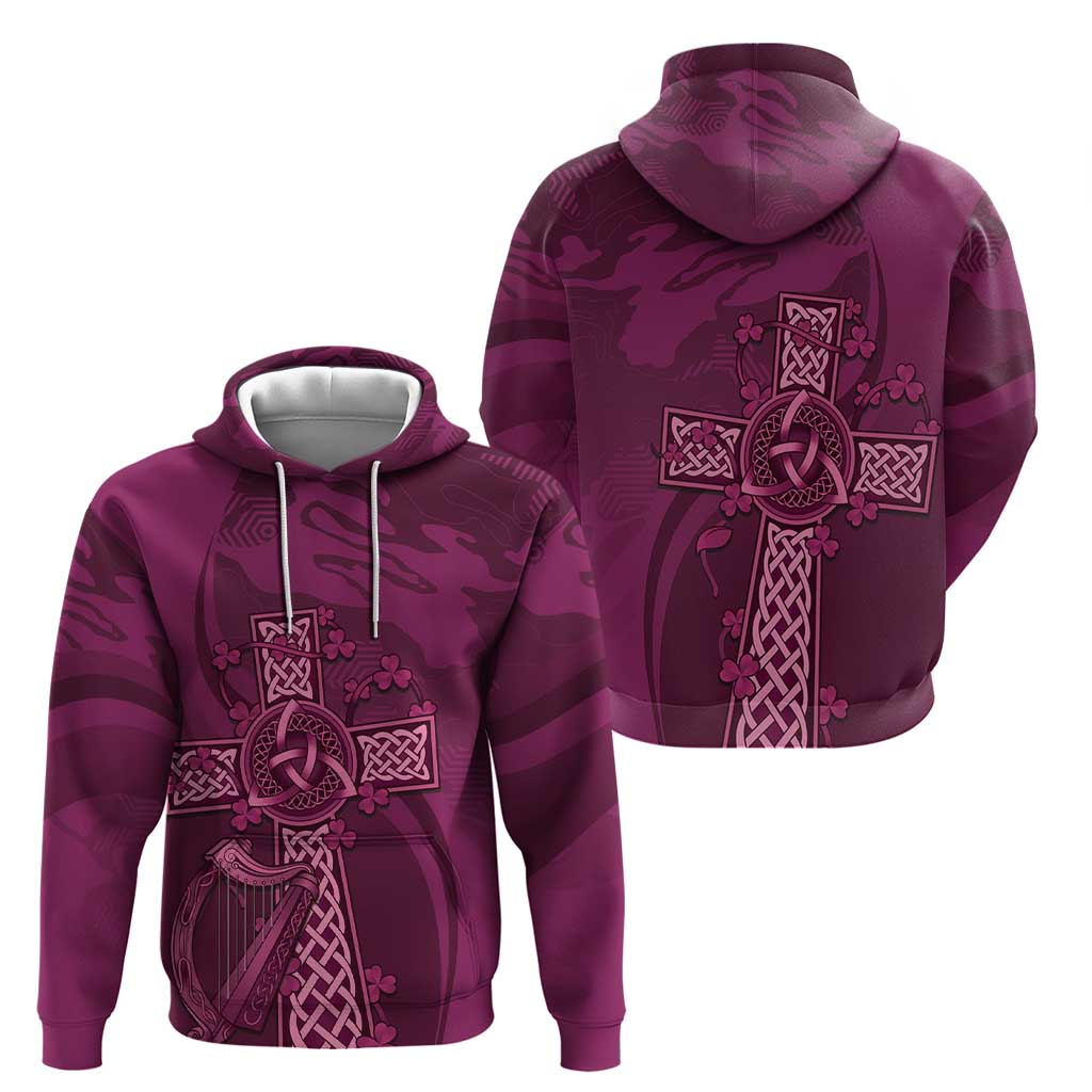 Ireland Rugby Hoodie Maroon Celtic Knot Summer Paris 2024 LT9 - Vibe Hoodie Shop