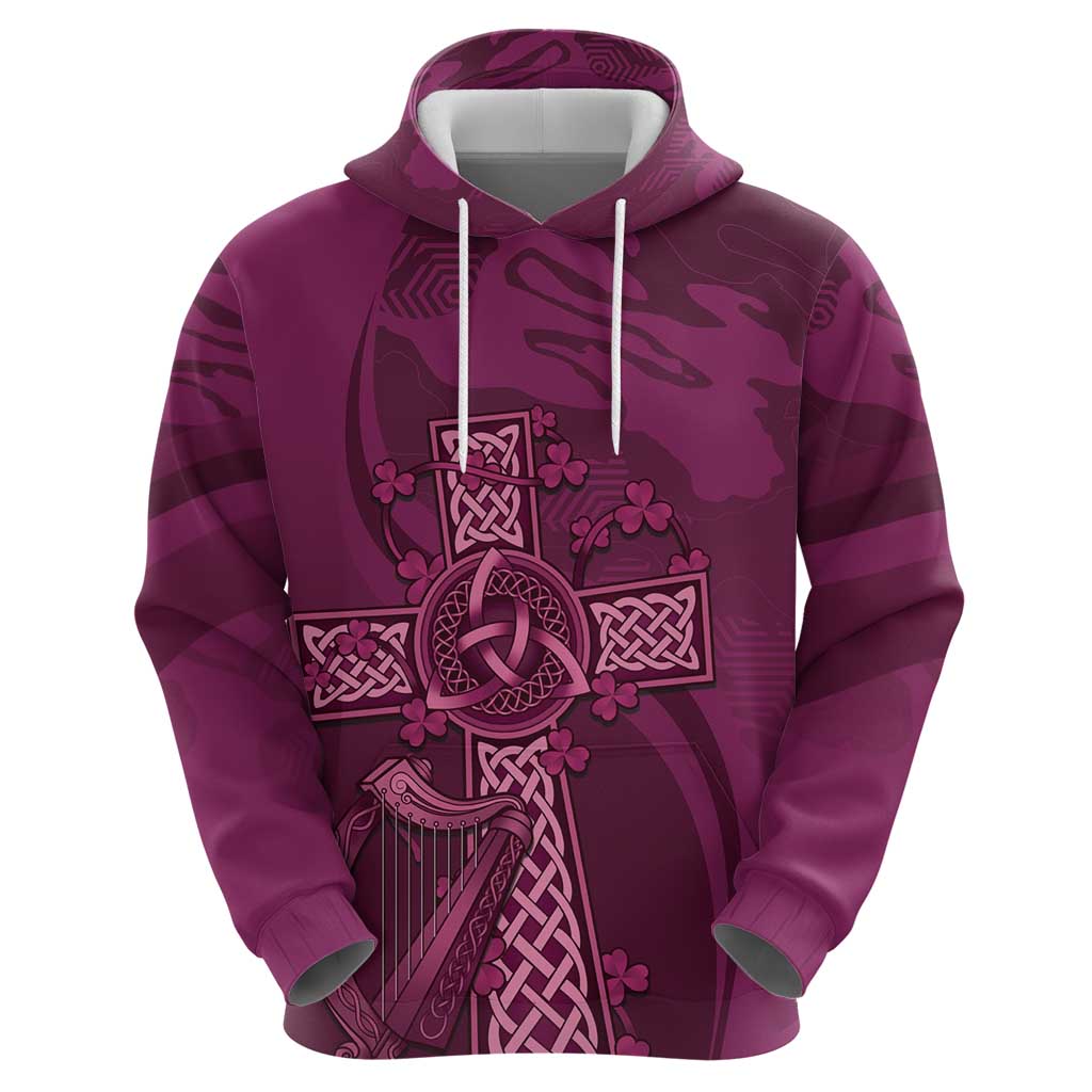 Ireland Rugby Hoodie Maroon Celtic Knot Summer Paris 2024 LT9 - Vibe Hoodie Shop