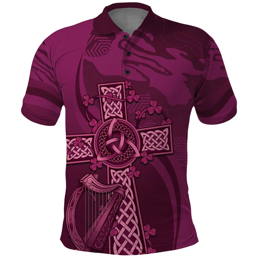 Ireland Rugby Polo Shirt Maroon Celtic Knot Summer Paris 2024 LT9 - Vibe Hoodie Shop