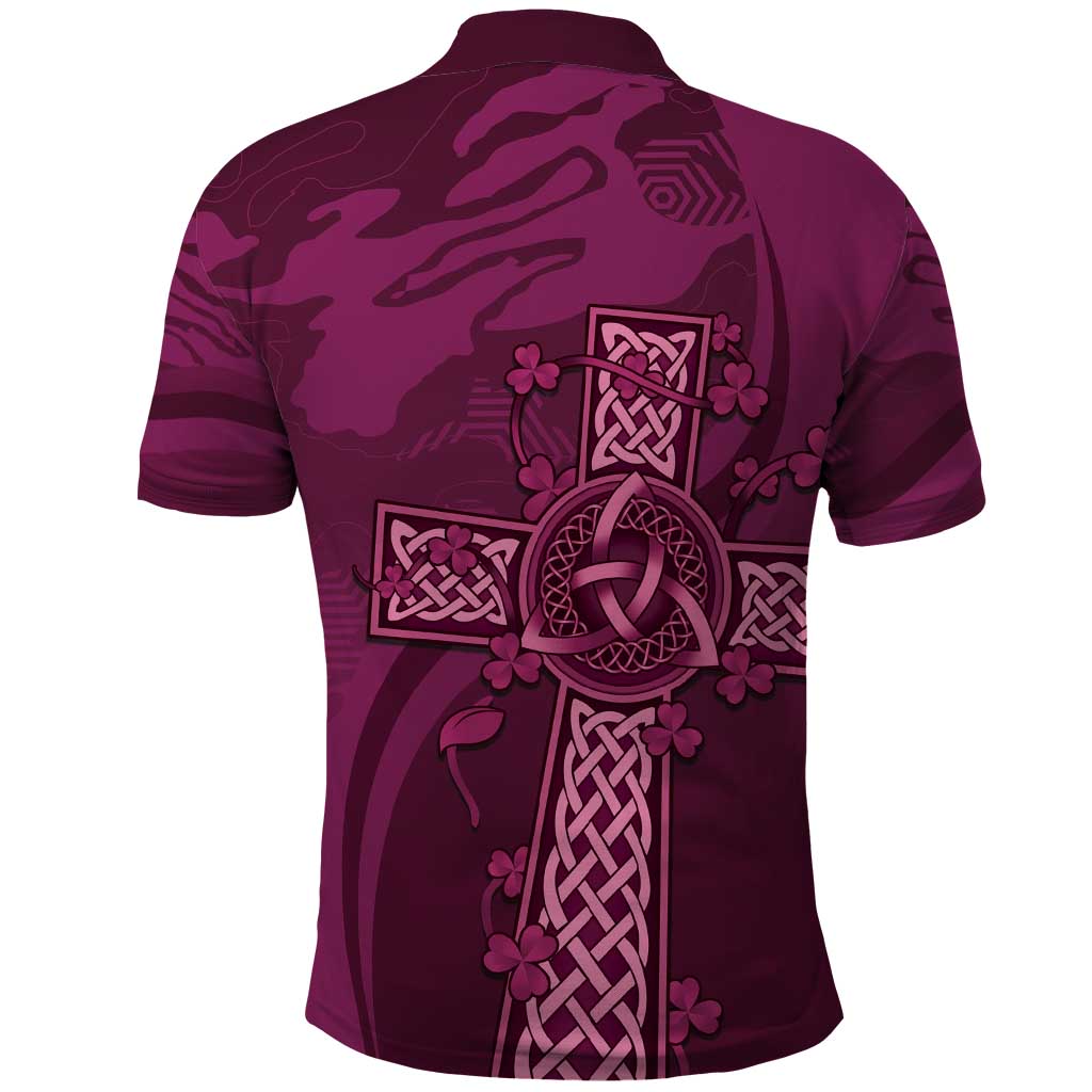 Ireland Rugby Polo Shirt Maroon Celtic Knot Summer Paris 2024 LT9 - Vibe Hoodie Shop