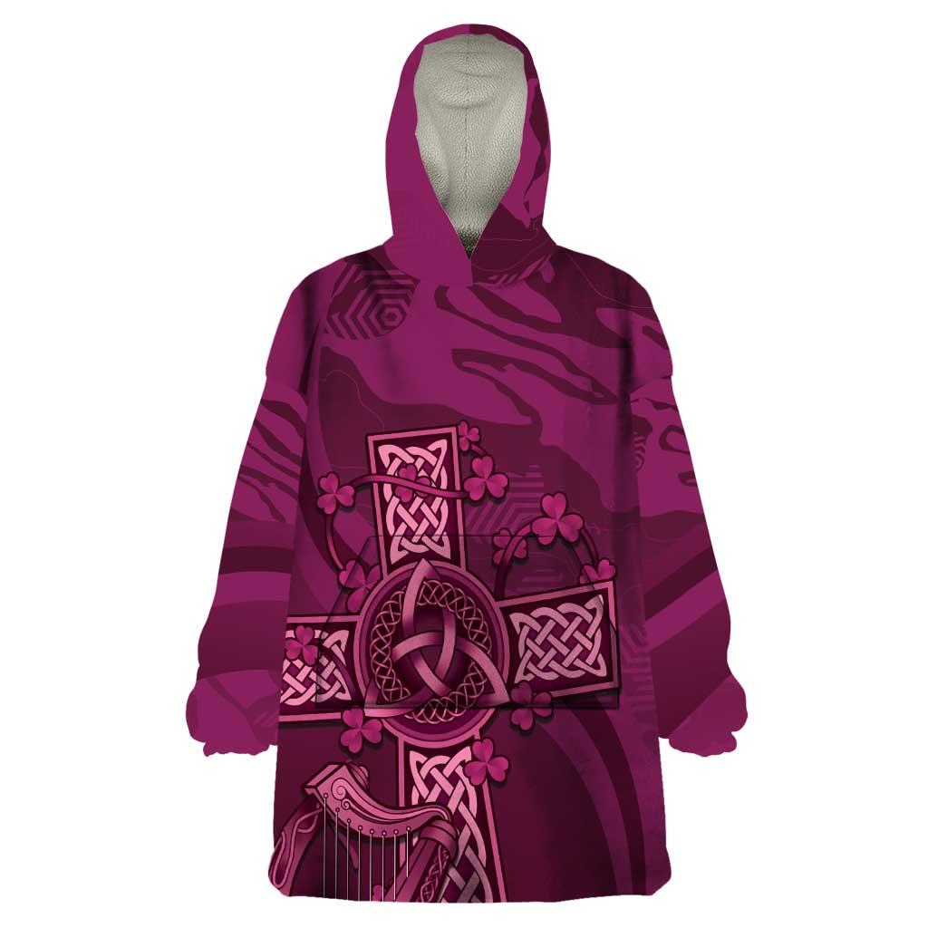 Ireland Rugby Wearable Blanket Hoodie Maroon Celtic Knot Summer Paris 2024 - Vibe Hoodie Shop