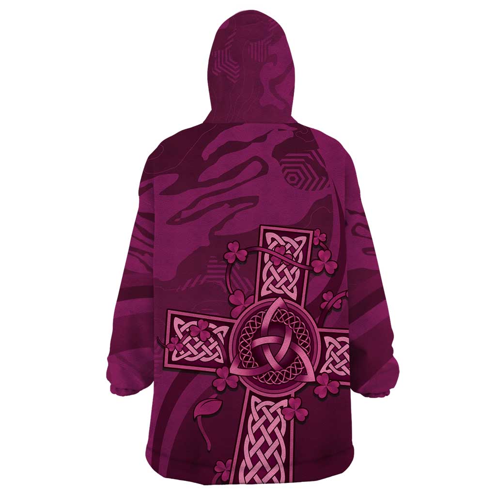 Ireland Rugby Wearable Blanket Hoodie Maroon Celtic Knot Summer Paris 2024 - Vibe Hoodie Shop