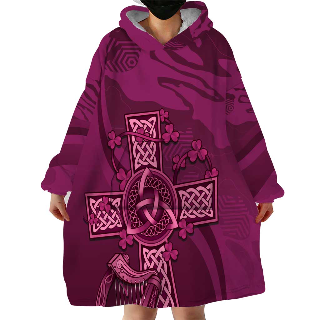 Ireland Rugby Wearable Blanket Hoodie Maroon Celtic Knot Summer Paris 2024 - Vibe Hoodie Shop