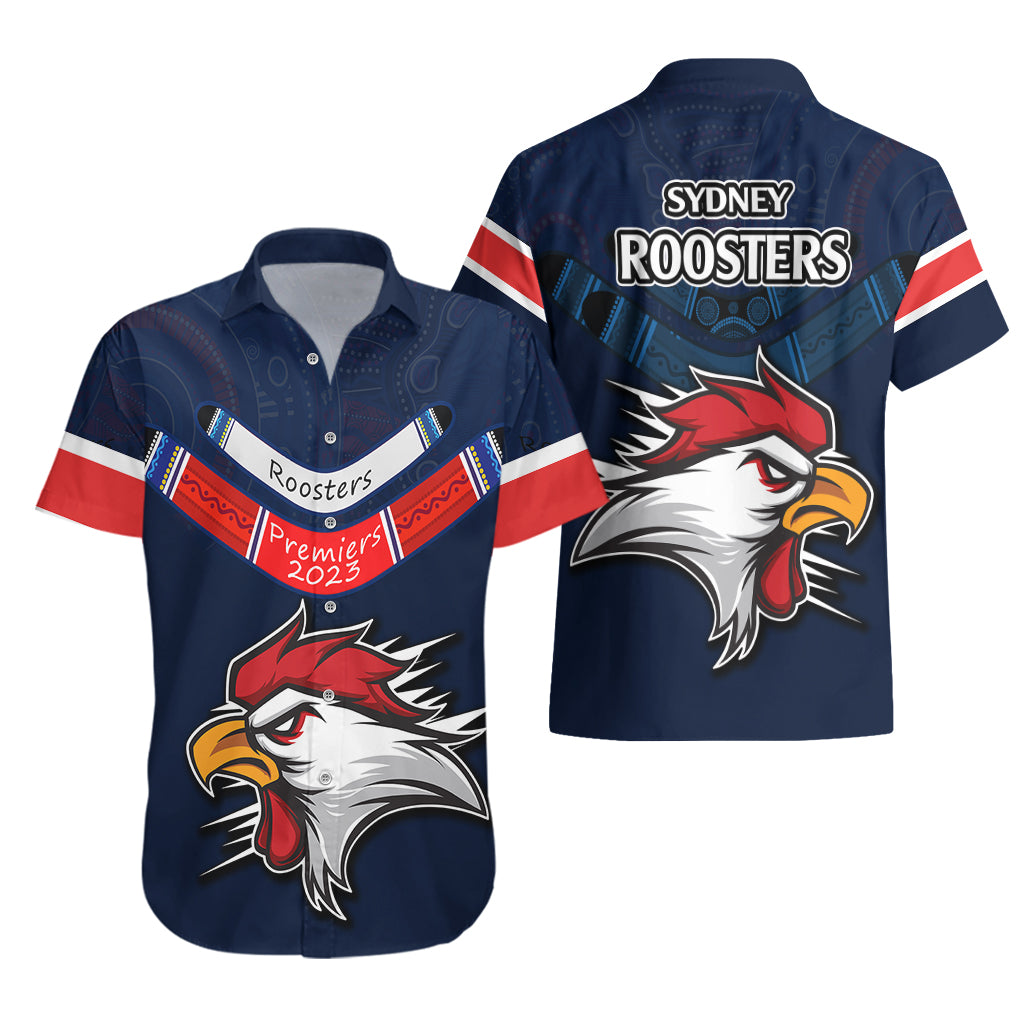 Roosters Permier 2023 Hawaiian Shirt NRL Mascot with Aboriginal - Vibe Hoodie Shop