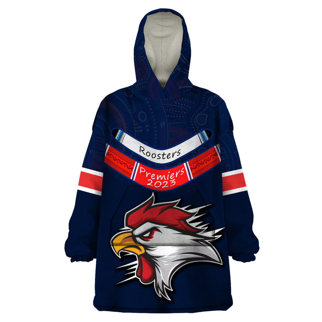 Roosters Permier 2023 Wearable Blanket Hoodie NRL Mascot with Aboriginal - Vibe Hoodie Shop