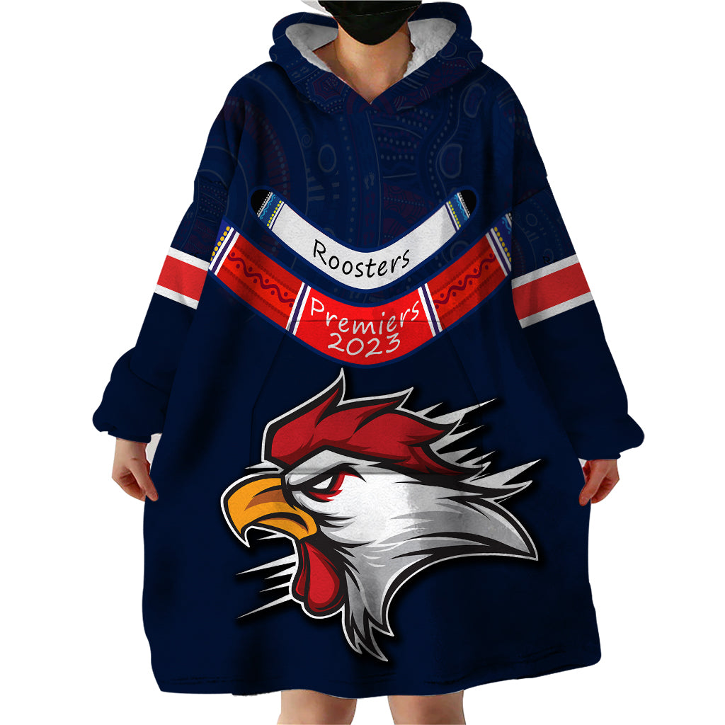 Roosters Permier 2023 Wearable Blanket Hoodie NRL Mascot with Aboriginal - Vibe Hoodie Shop