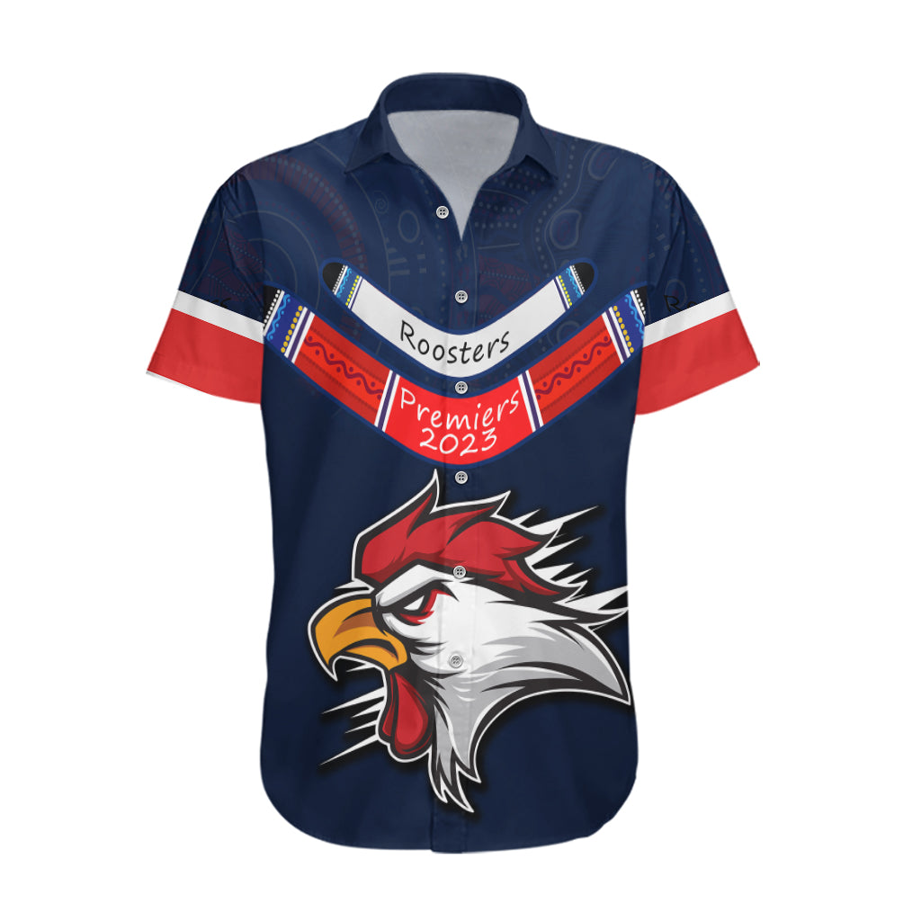 Custom Roosters Permier 2023 Hawaiian Shirt NRL Mascot with Aboriginal - Vibe Hoodie Shop