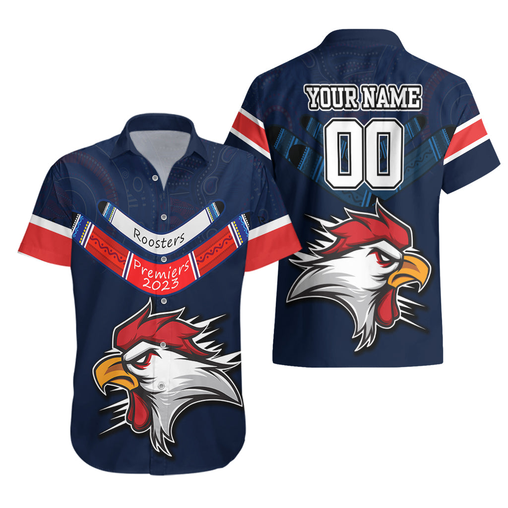 Custom Roosters Permier 2023 Hawaiian Shirt NRL Mascot with Aboriginal - Vibe Hoodie Shop