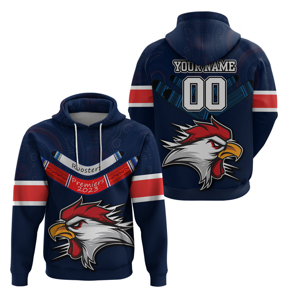 Custom Roosters Permier 2023 Hoodie NRL Mascot with Aboriginal LT9 - Vibe Hoodie Shop