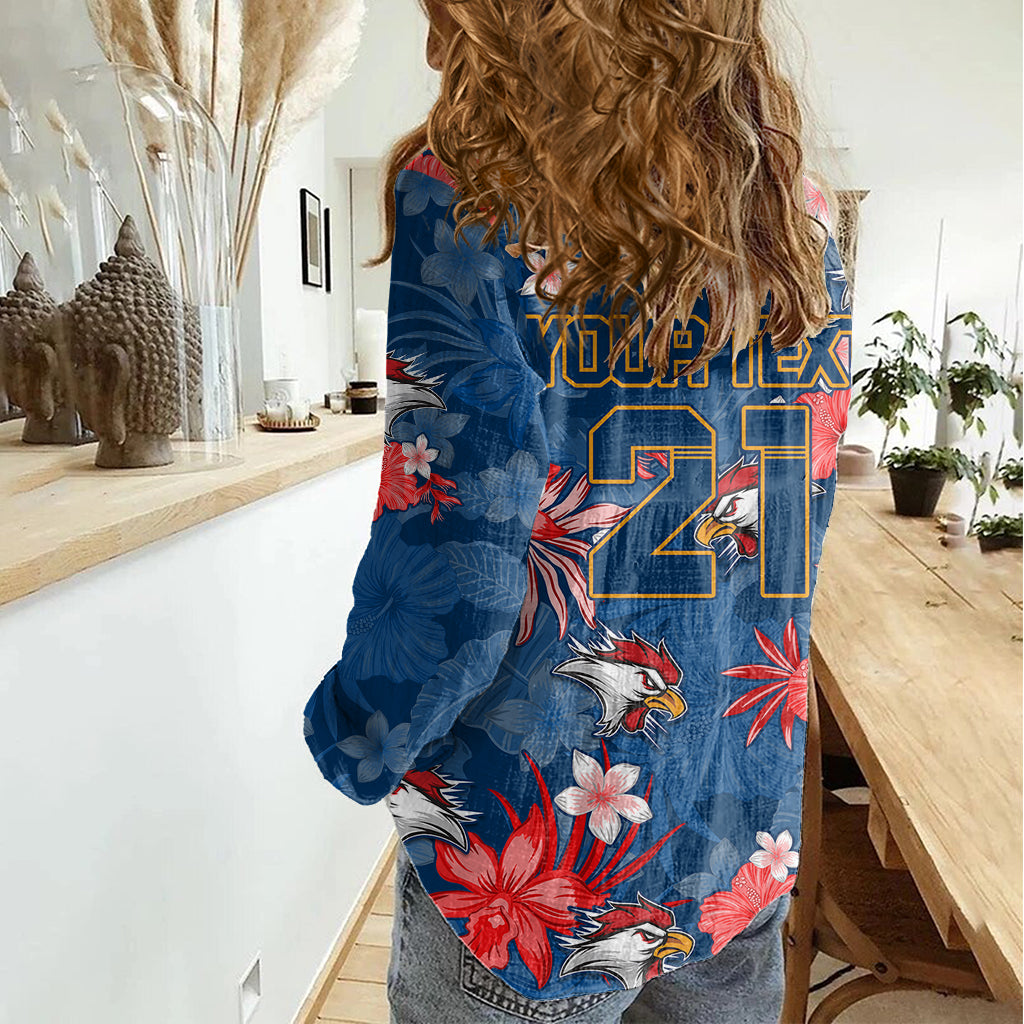 Custom Roosters Rugby Women Casual Shirt Beautiful Floral Pattern Spring Summer Vibe - Vibe Hoodie Shop