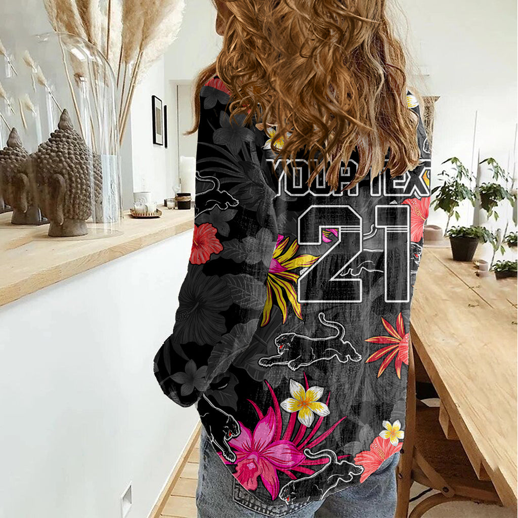 Custom Panthers Rugby Women Casual Shirt Beautiful Floral Pattern Spring Summer Vibe - Vibe Hoodie Shop