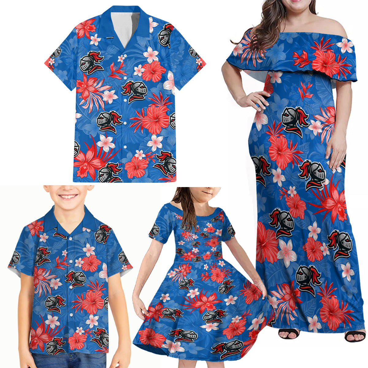 custom-knights-rugby-family-matching-off-shoulder-maxi-dress-and-hawaiian-shirt-beautiful-floral-pattern-spring-summer-vibe