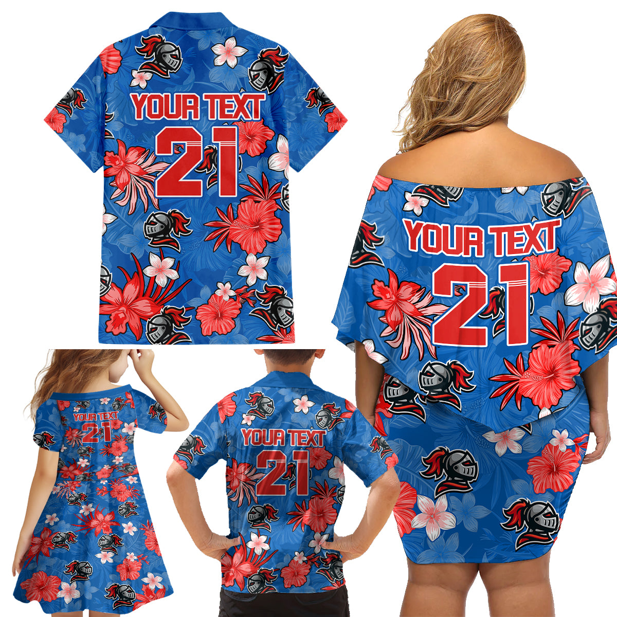 custom-knights-rugby-family-matching-off-shoulder-short-dress-and-hawaiian-shirt-beautiful-floral-pattern-spring-summer-vibe