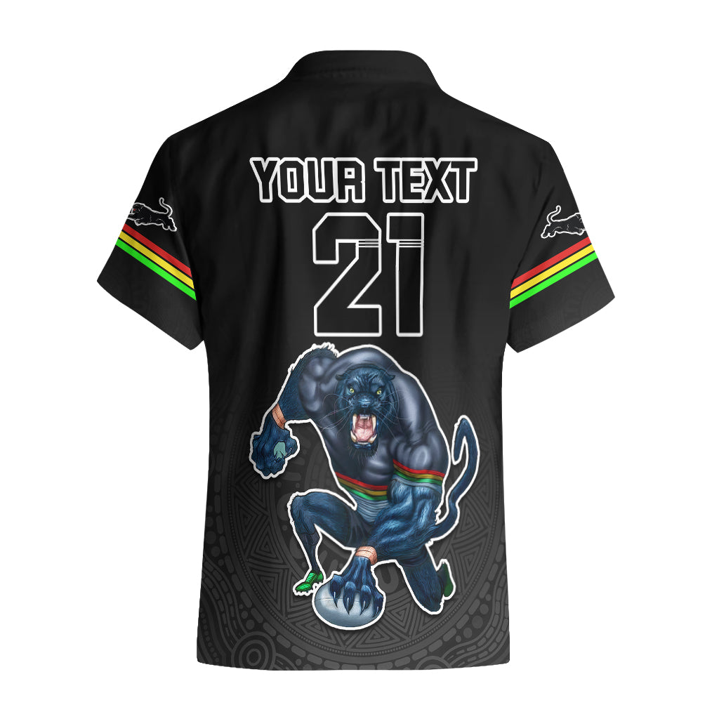 Custom Panthers Premier 2023 Hawaiian Shirt Mascot with NRL Trophy Black Version - Vibe Hoodie Shop