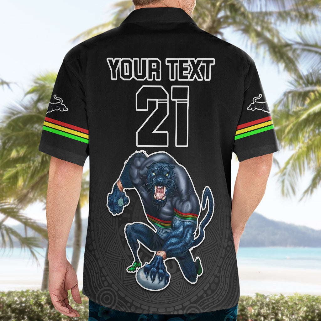 Custom Panthers Premier 2023 Hawaiian Shirt Mascot with NRL Trophy Black Version - Vibe Hoodie Shop