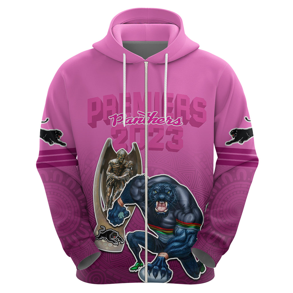 Panthers Premier 2023 Hoodie Mascot with NRL Trophy Pink Version LT9 - Vibe Hoodie Shop