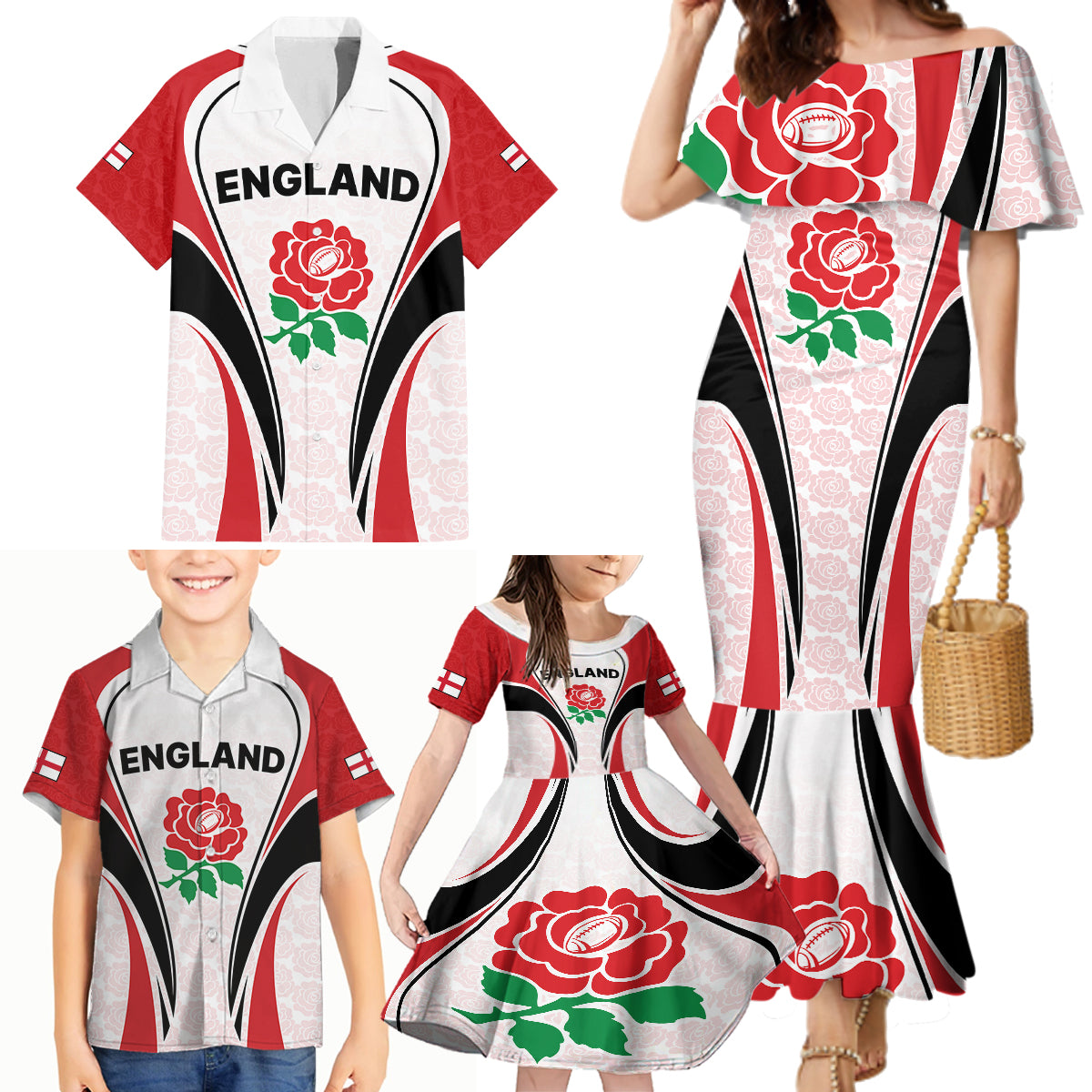 custom-england-rugby-family-matching-mermaid-dress-and-hawaiian-shirt-come-on-red-rose-word-cup-2023