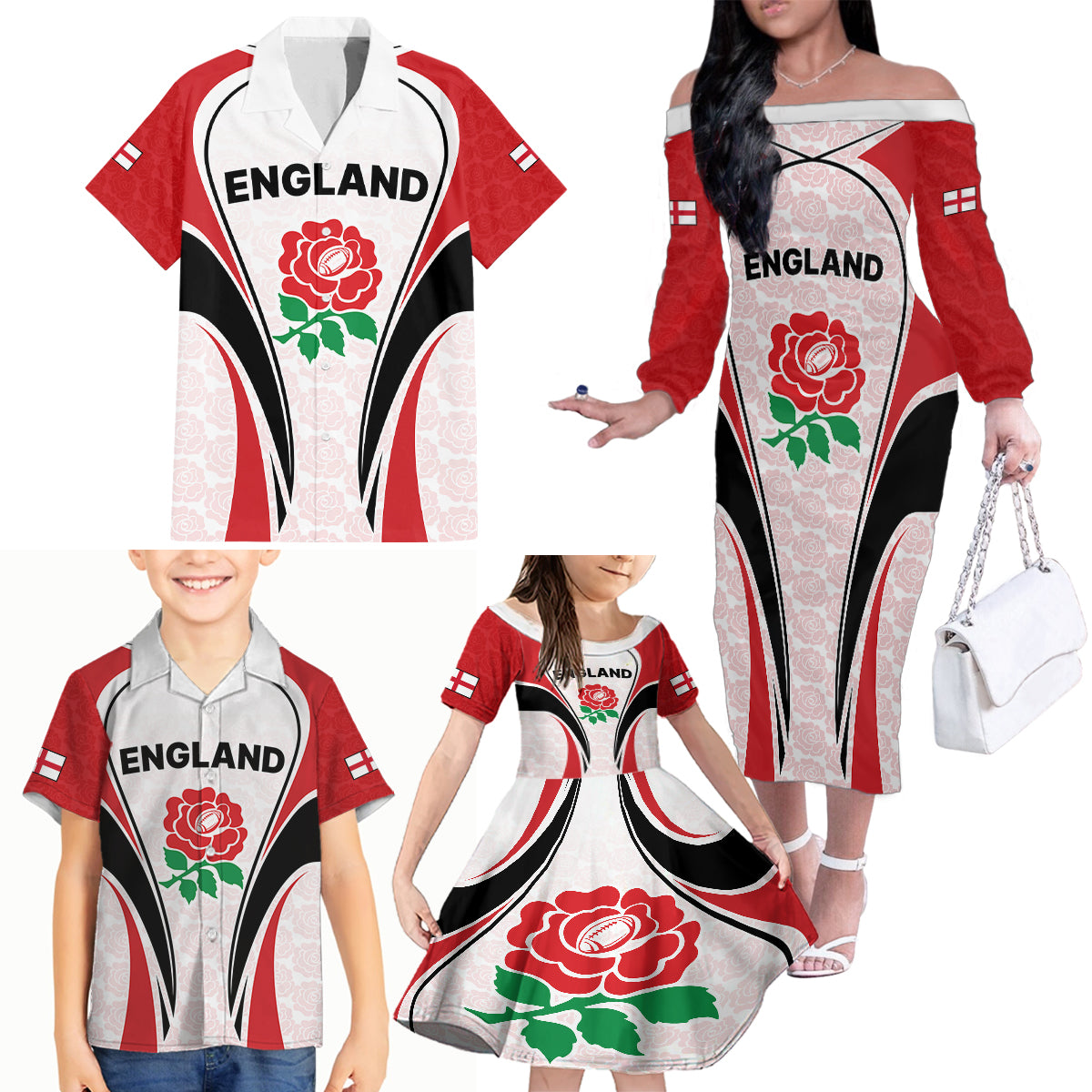 custom-england-rugby-family-matching-off-shoulder-long-sleeve-dress-and-hawaiian-shirt-come-on-red-rose-word-cup-2023