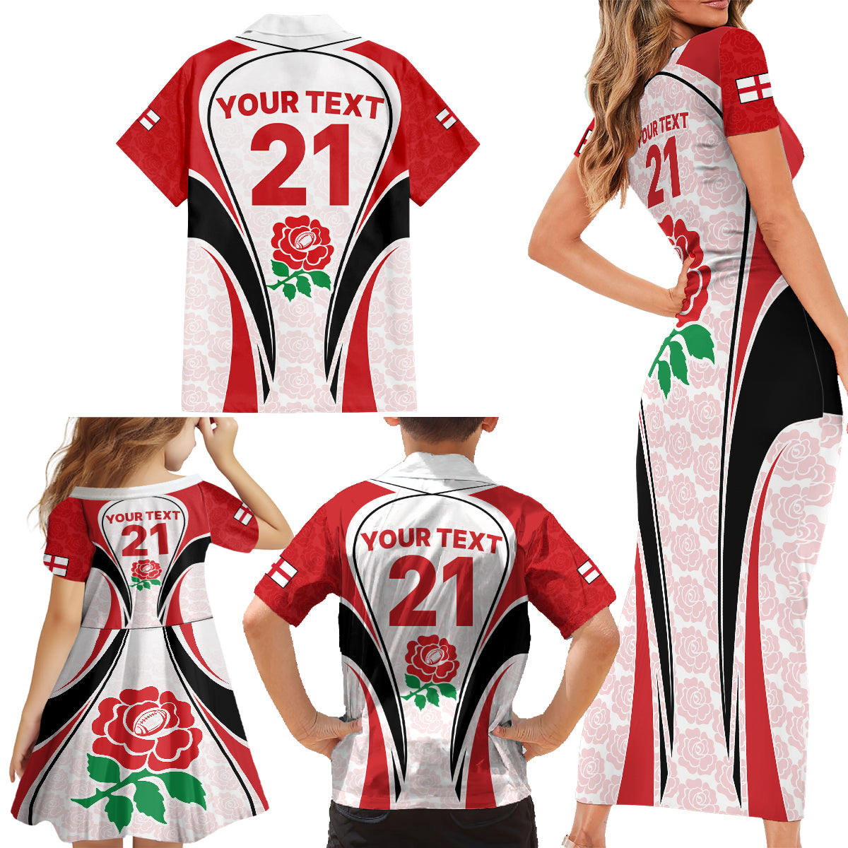 custom-england-rugby-family-matching-short-sleeve-bodycon-dress-and-hawaiian-shirt-come-on-red-rose-word-cup-2023