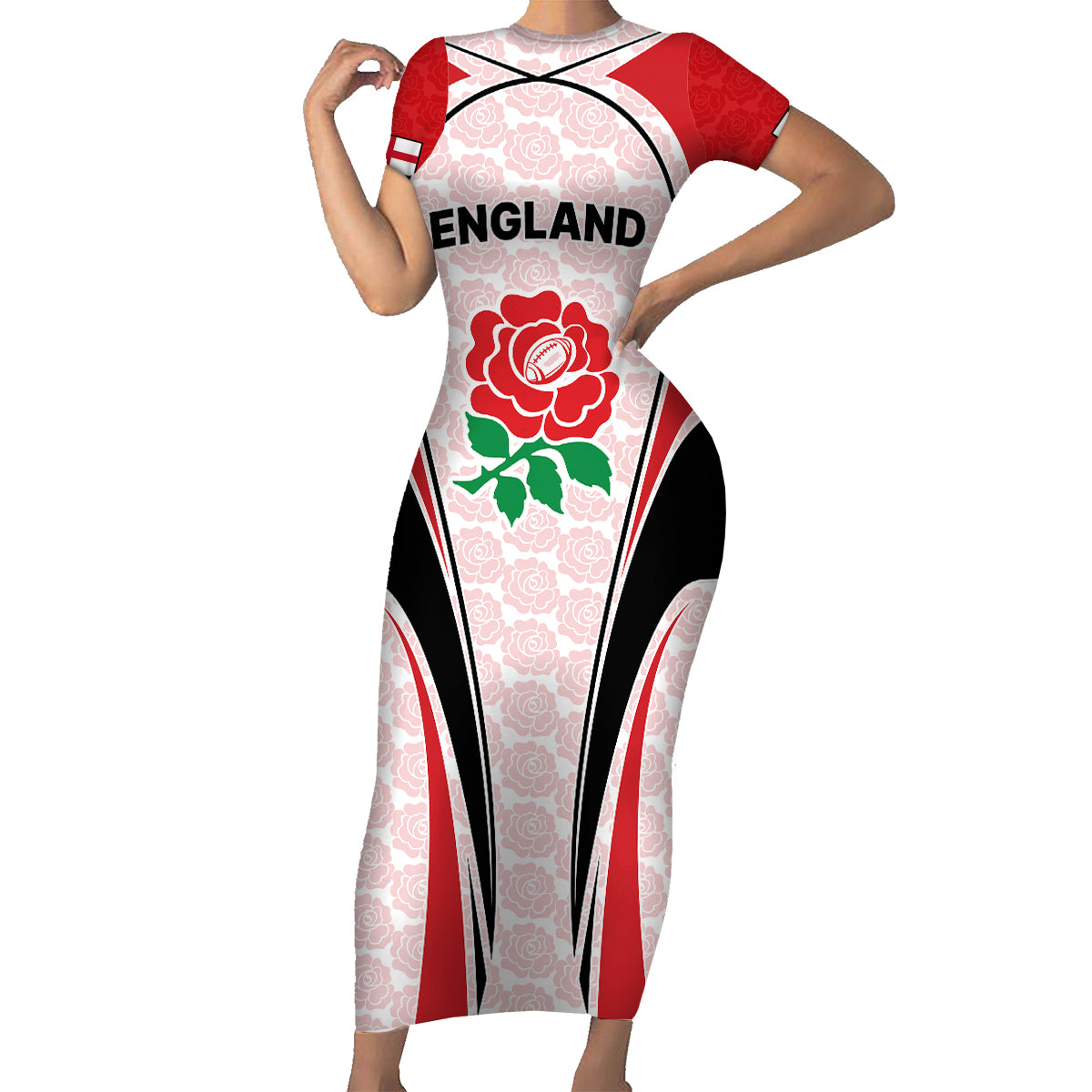 custom-england-rugby-family-matching-short-sleeve-bodycon-dress-and-hawaiian-shirt-come-on-red-rose-word-cup-2023