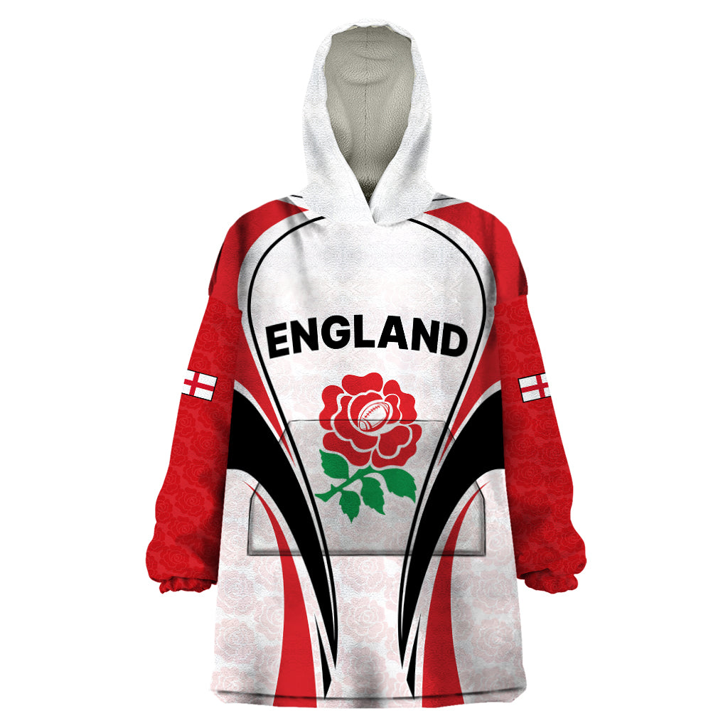 Custom England Rugby Wearable Blanket Hoodie Come On Red Rose Word Cup 2023 - Vibe Hoodie Shop