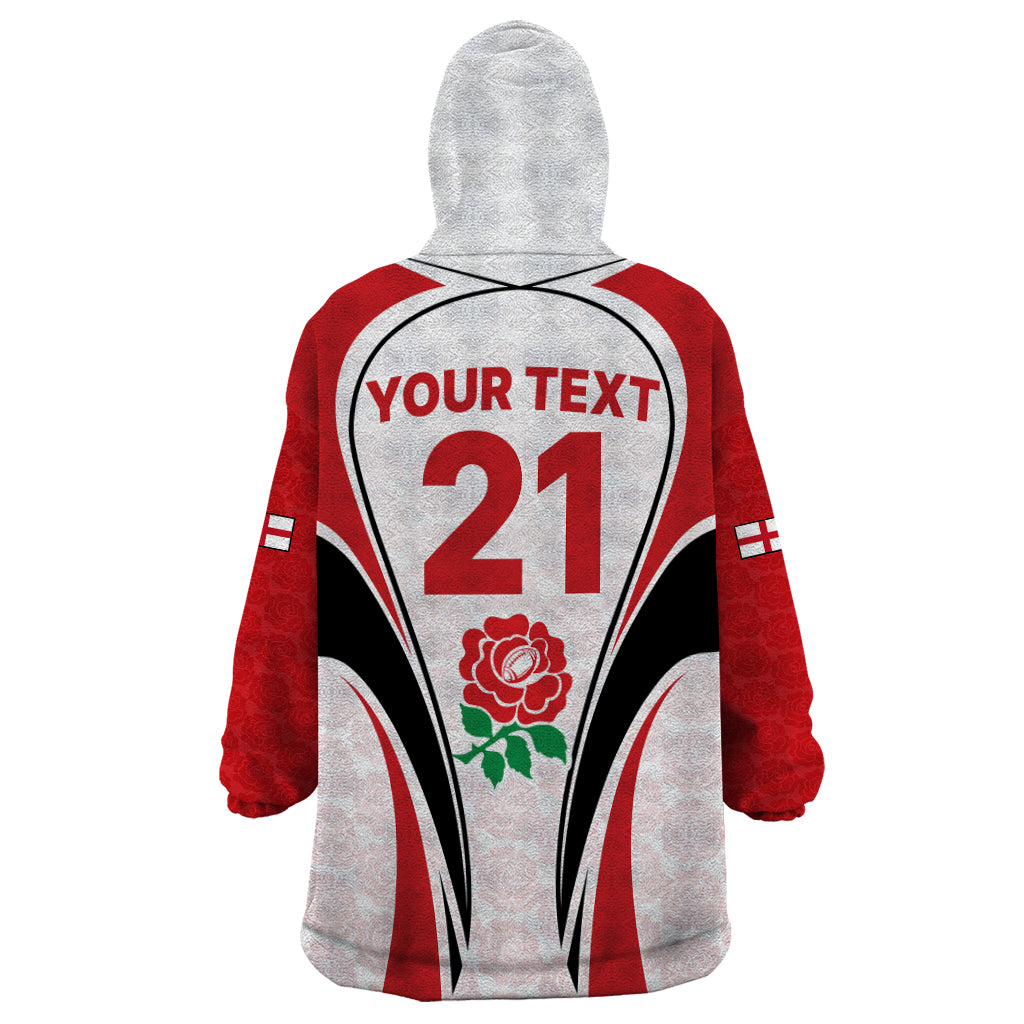 Custom England Rugby Wearable Blanket Hoodie Come On Red Rose Word Cup 2023 - Vibe Hoodie Shop