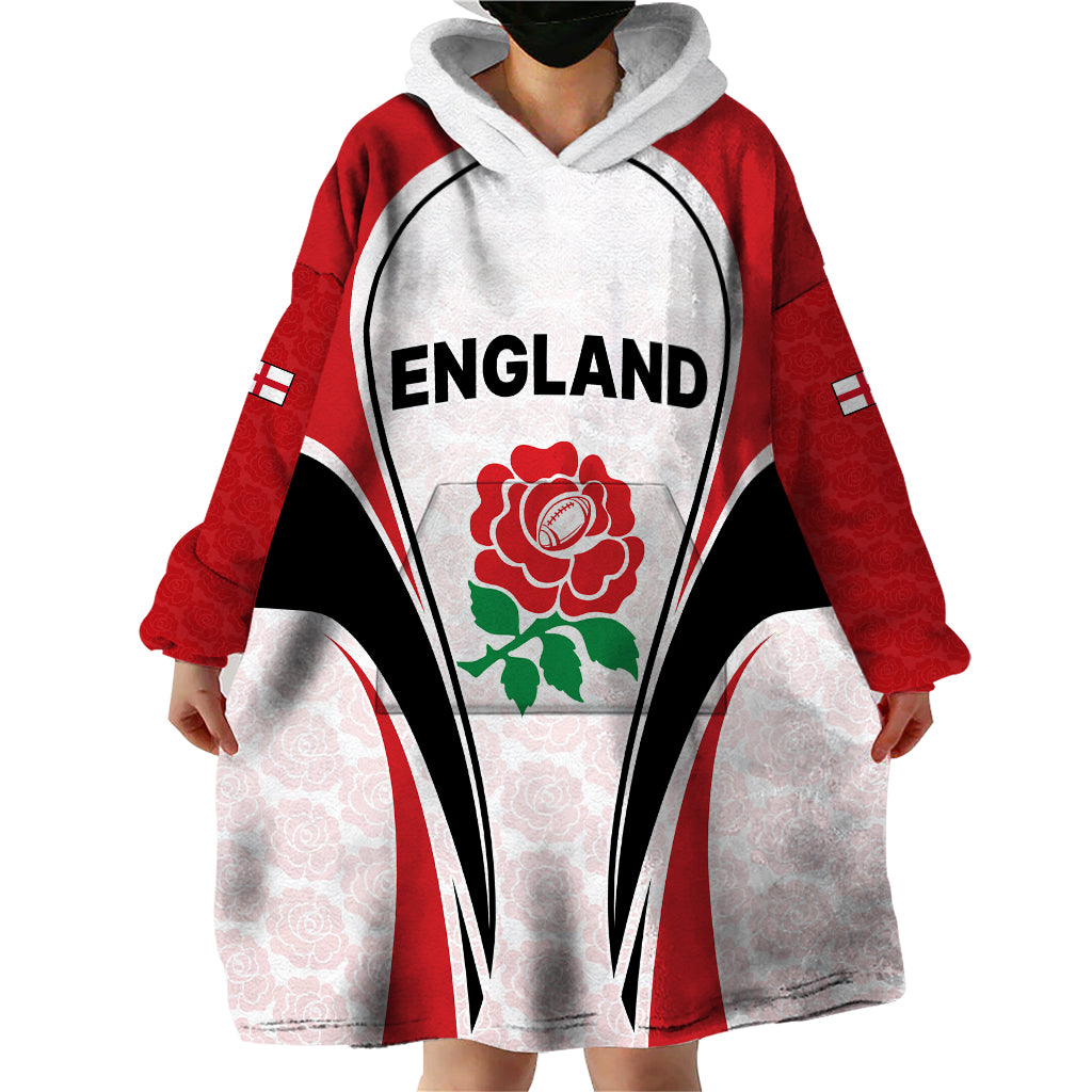 Custom England Rugby Wearable Blanket Hoodie Come On Red Rose Word Cup 2023 - Vibe Hoodie Shop