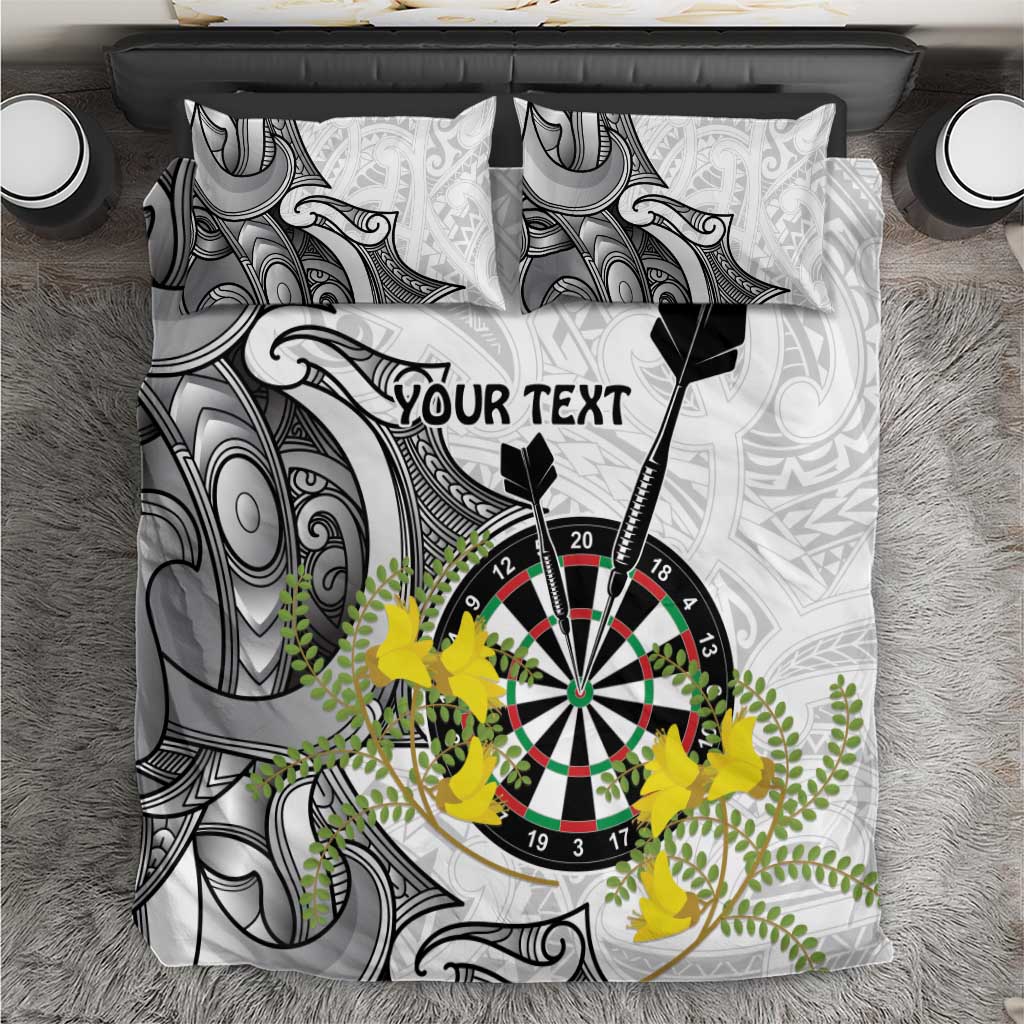 Personalised New Zealand Darts Bedding Set Kowhai Floral with Maori Tattoo - Vibe Hoodie Shop