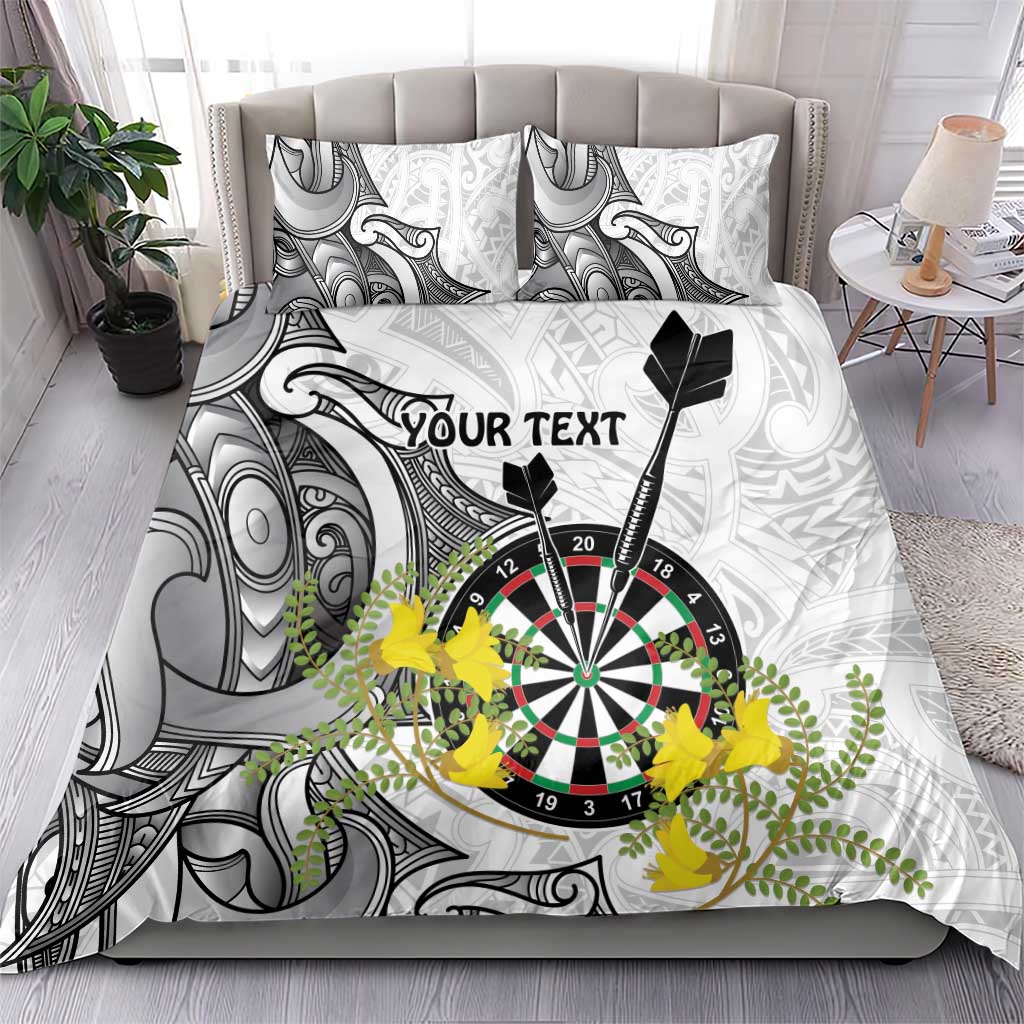 Personalised New Zealand Darts Bedding Set Kowhai Floral with Maori Tattoo - Vibe Hoodie Shop