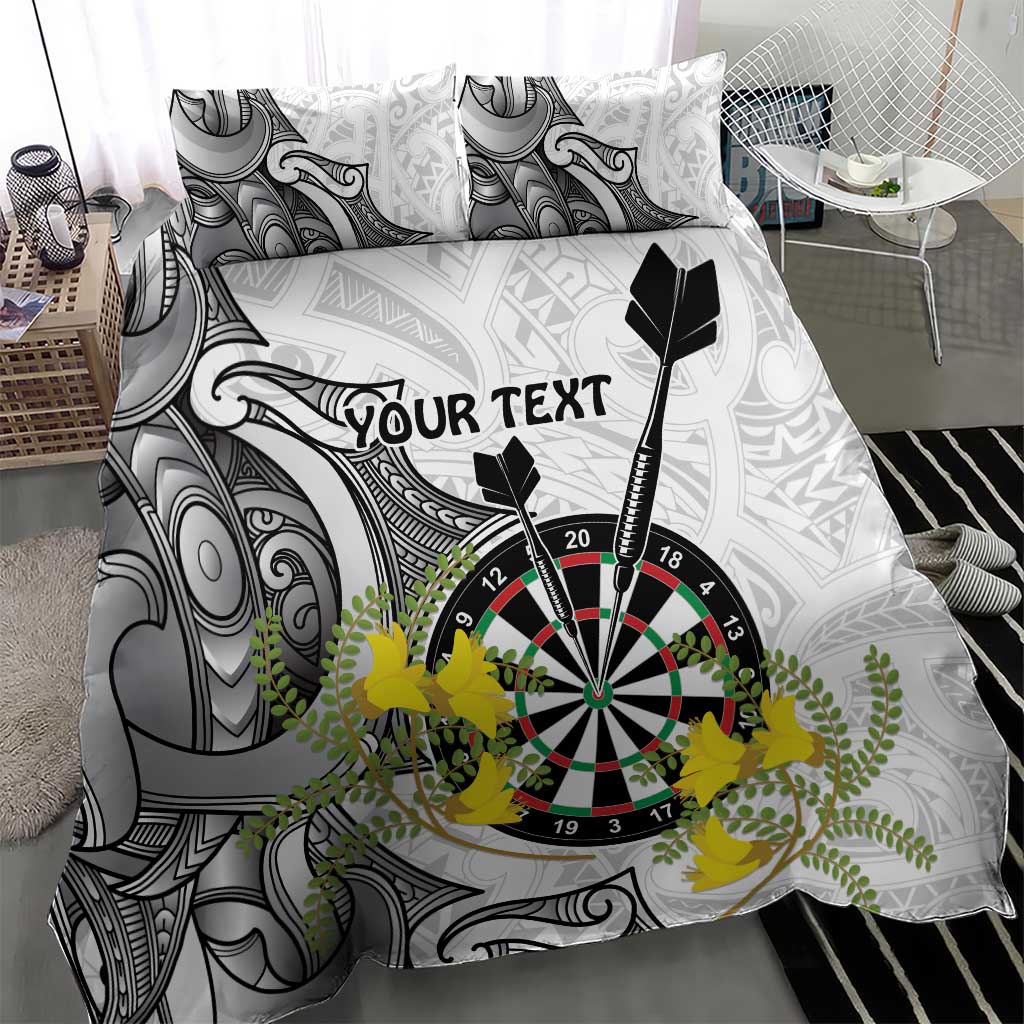 Personalised New Zealand Darts Bedding Set Kowhai Floral with Maori Tattoo - Vibe Hoodie Shop