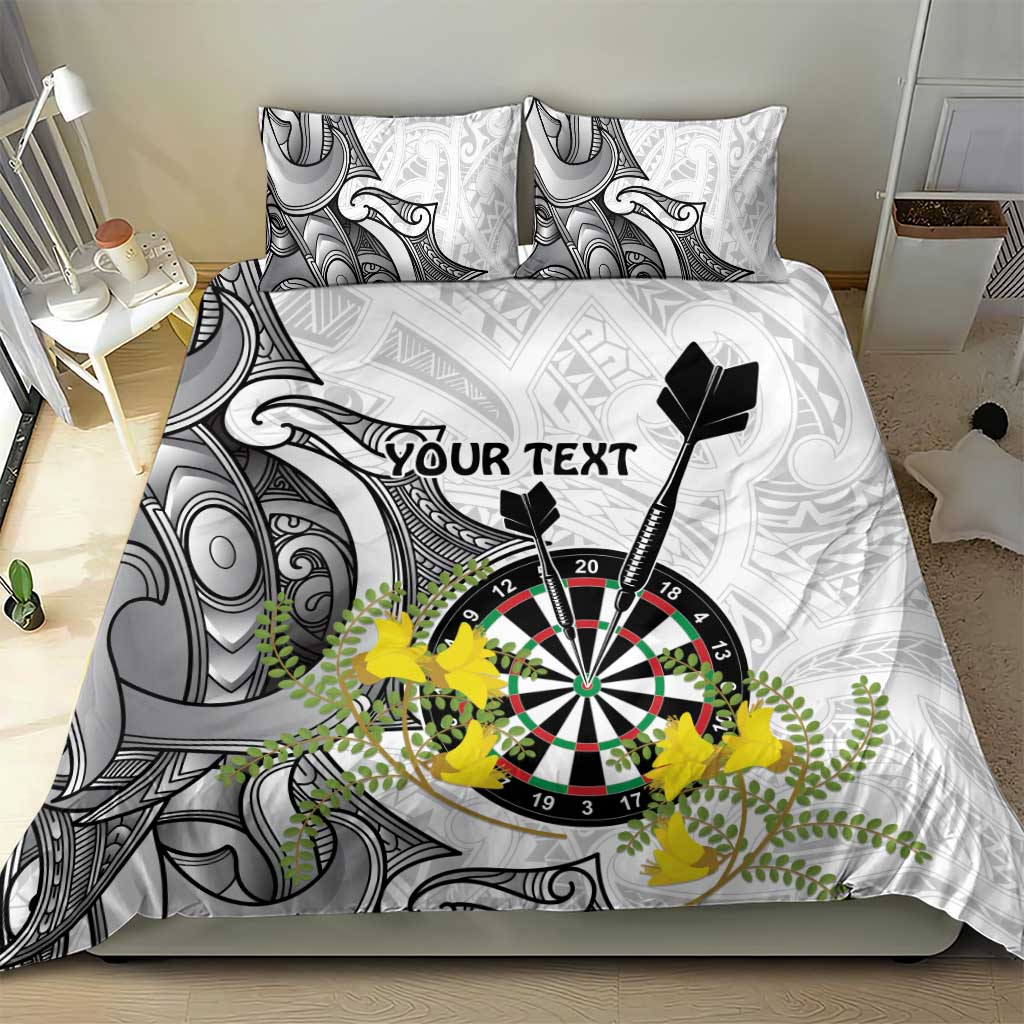 Personalised New Zealand Darts Bedding Set Kowhai Floral with Maori Tattoo - Vibe Hoodie Shop