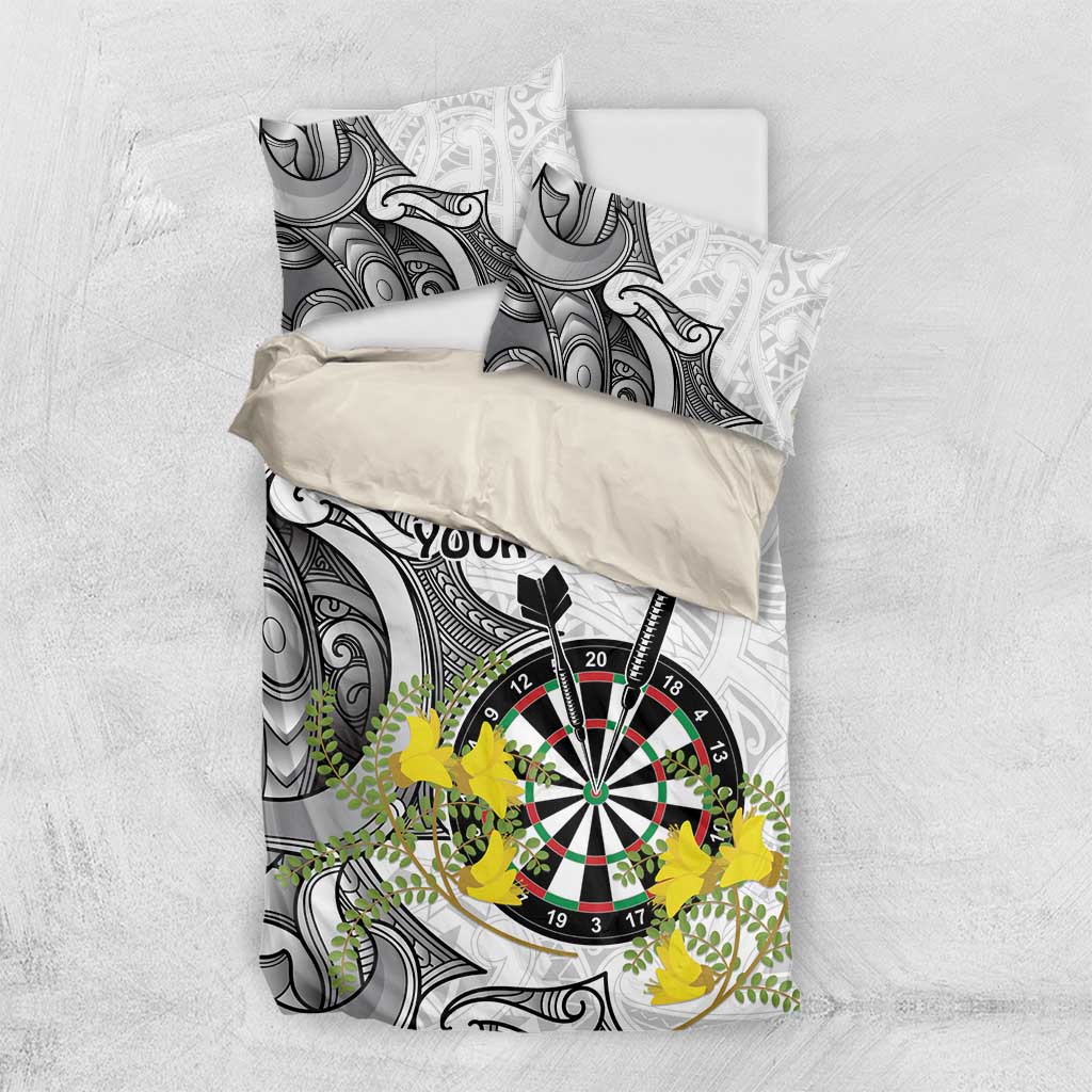 Personalised New Zealand Darts Bedding Set Kowhai Floral with Maori Tattoo - Vibe Hoodie Shop