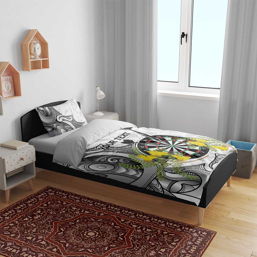 Personalised New Zealand Darts Bedding Set Kowhai Floral with Maori Tattoo - Vibe Hoodie Shop