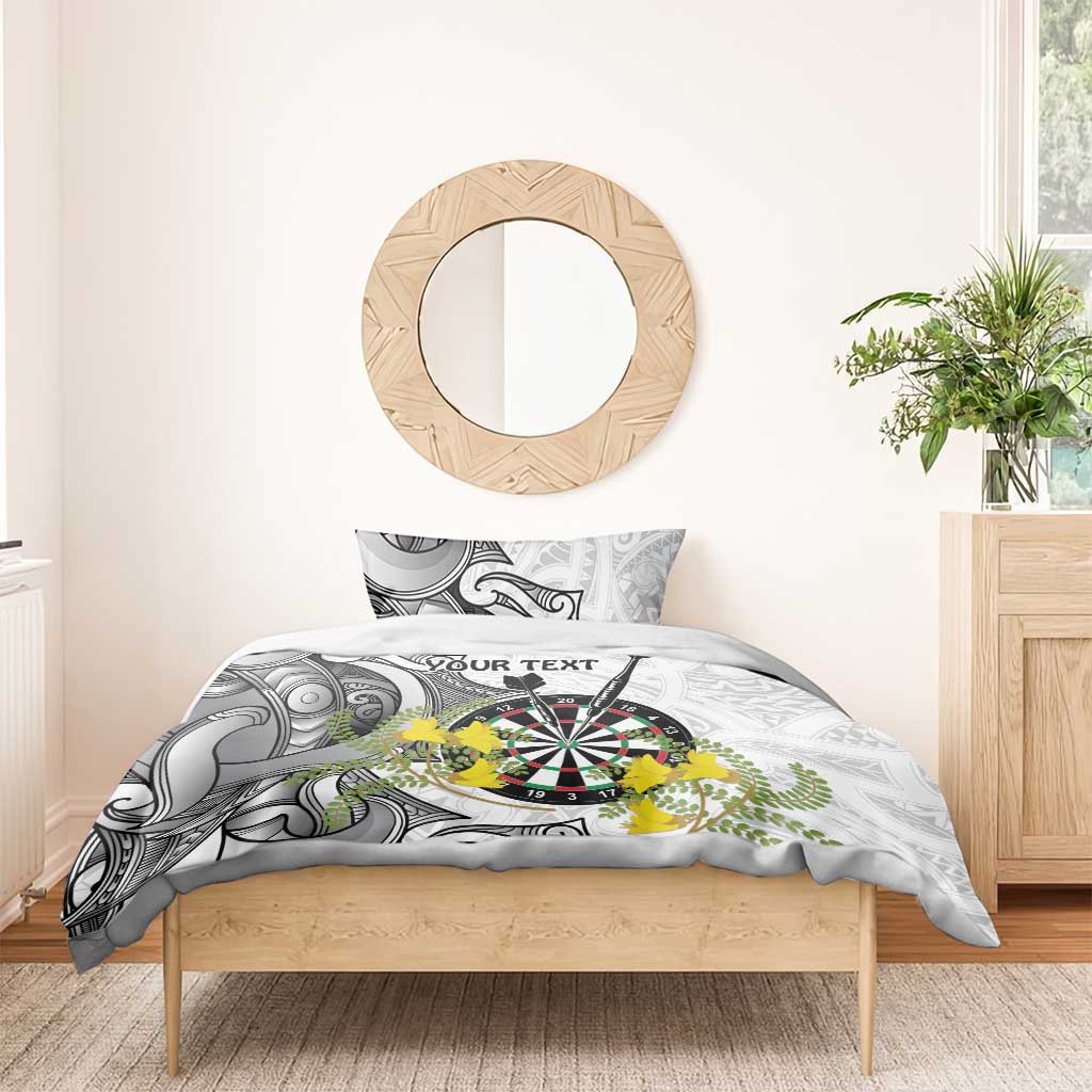 Personalised New Zealand Darts Bedding Set Kowhai Floral with Maori Tattoo - Vibe Hoodie Shop