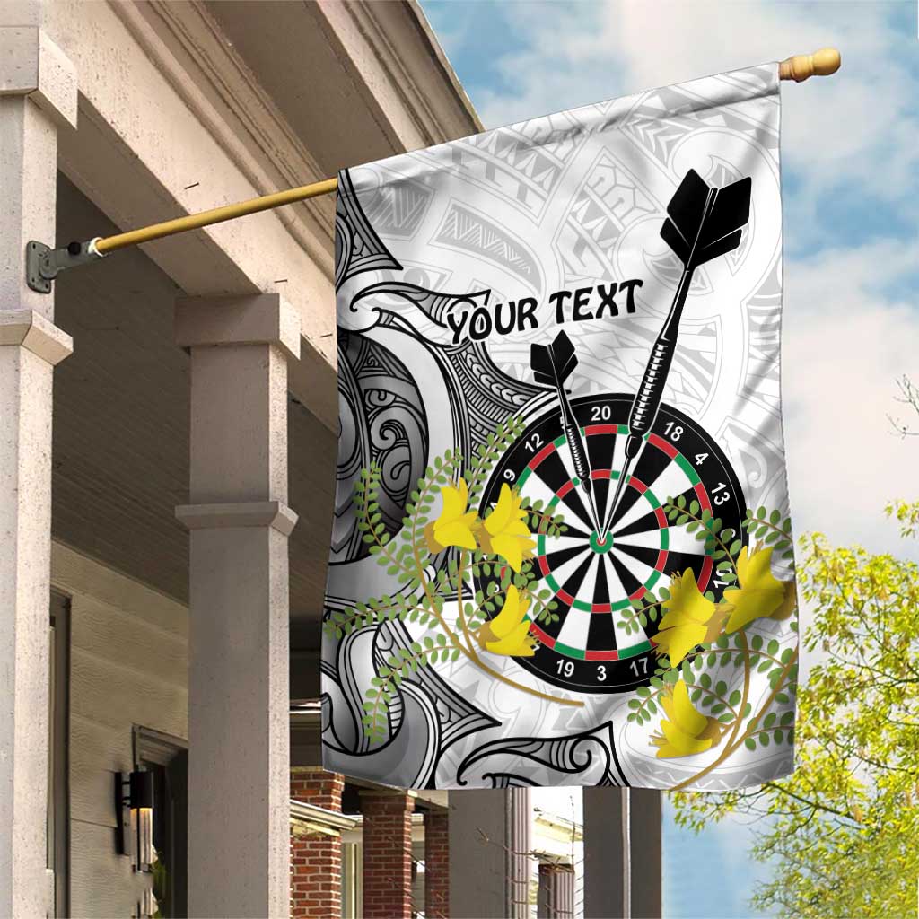 Personalised New Zealand Darts Garden Flag Kowhai Floral with Maori Tattoo - Vibe Hoodie Shop