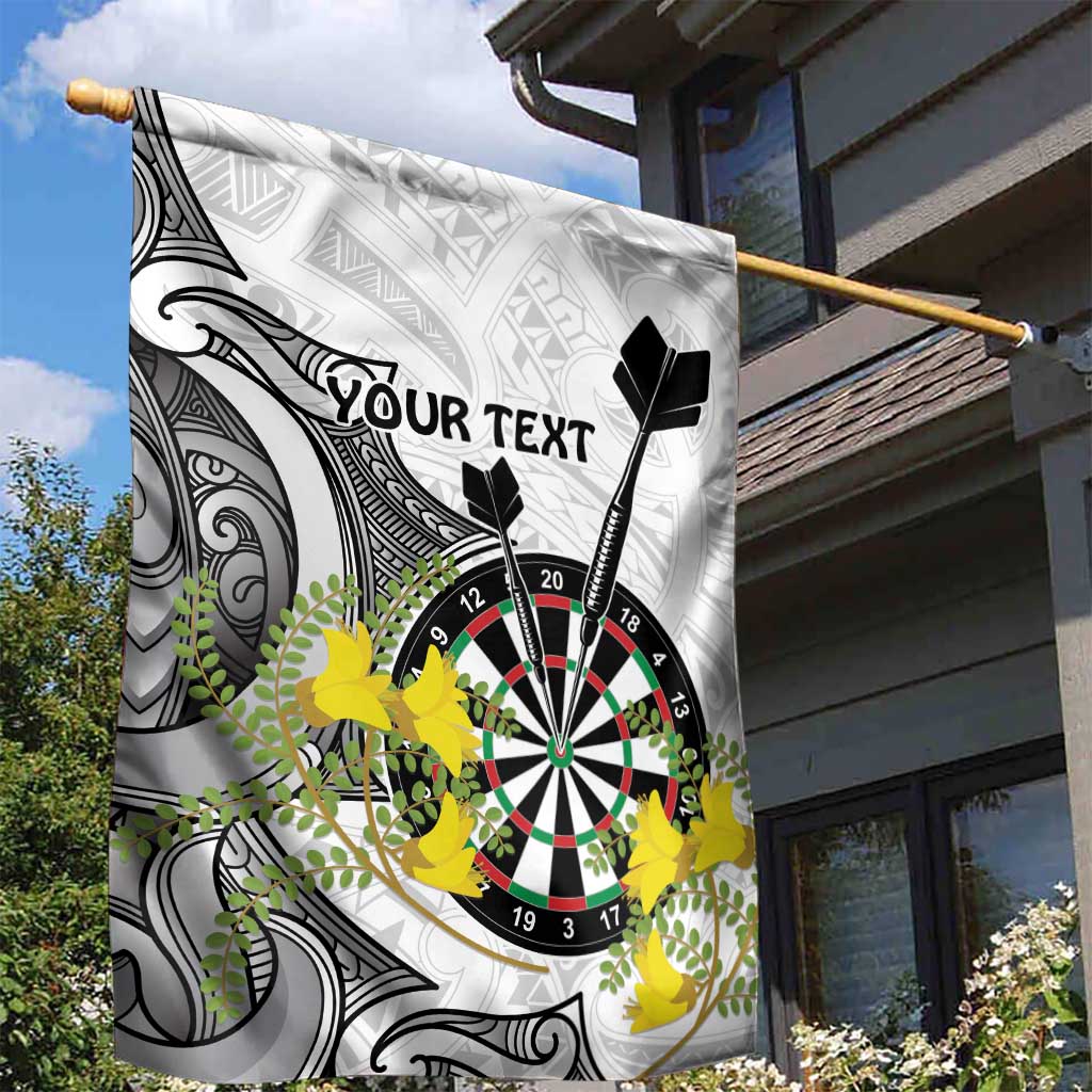 Personalised New Zealand Darts Garden Flag Kowhai Floral with Maori Tattoo - Vibe Hoodie Shop