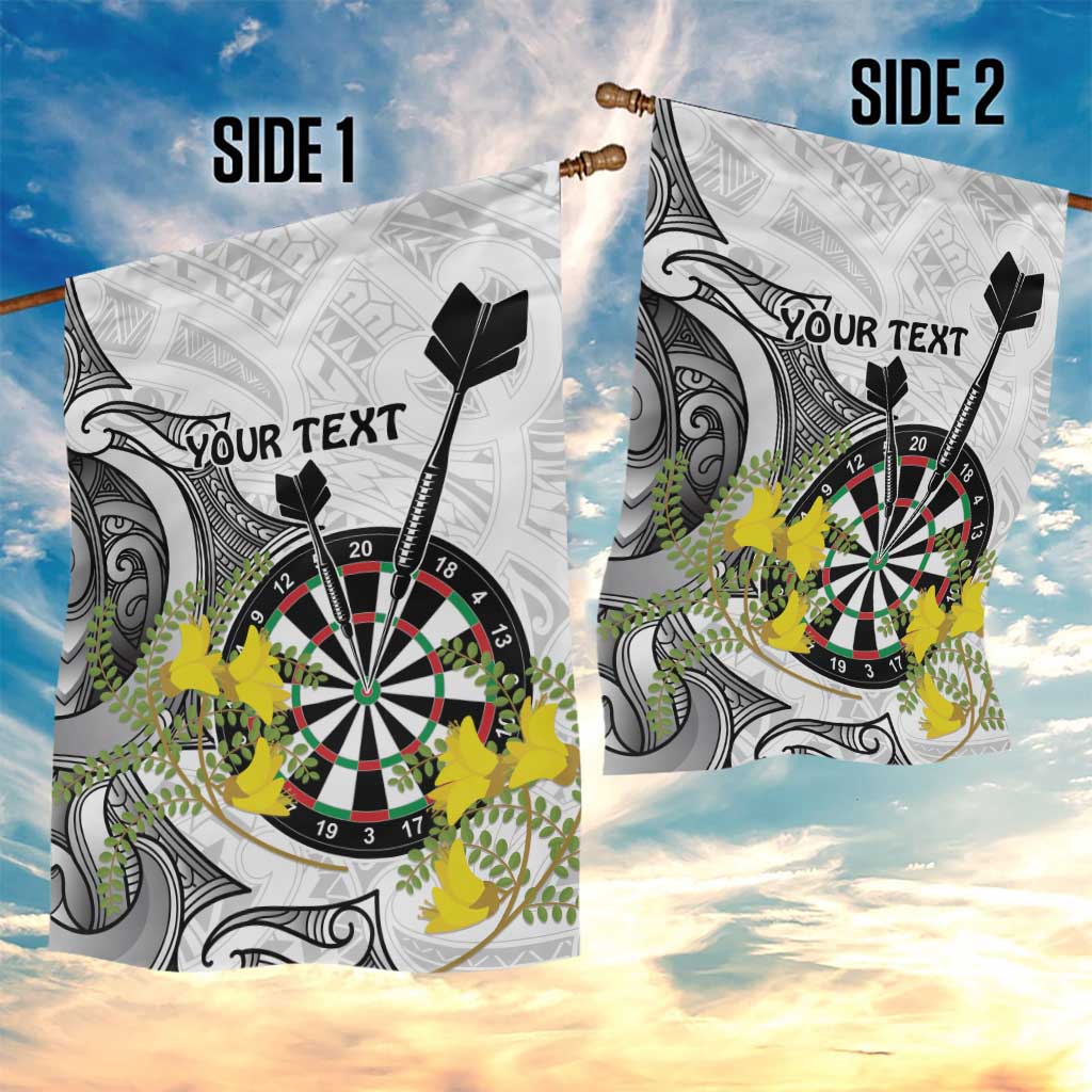 Personalised New Zealand Darts Garden Flag Kowhai Floral with Maori Tattoo - Vibe Hoodie Shop