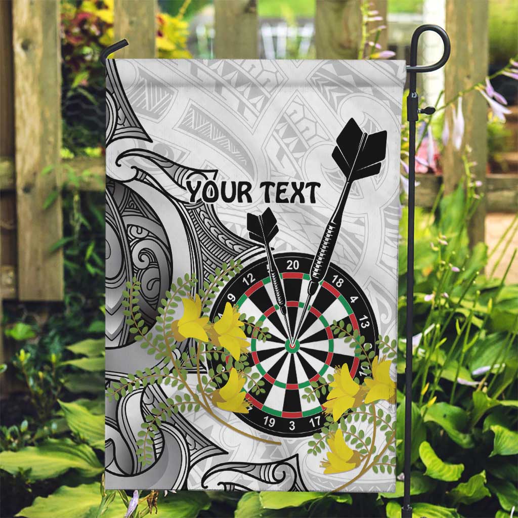 Personalised New Zealand Darts Garden Flag Kowhai Floral with Maori Tattoo - Vibe Hoodie Shop