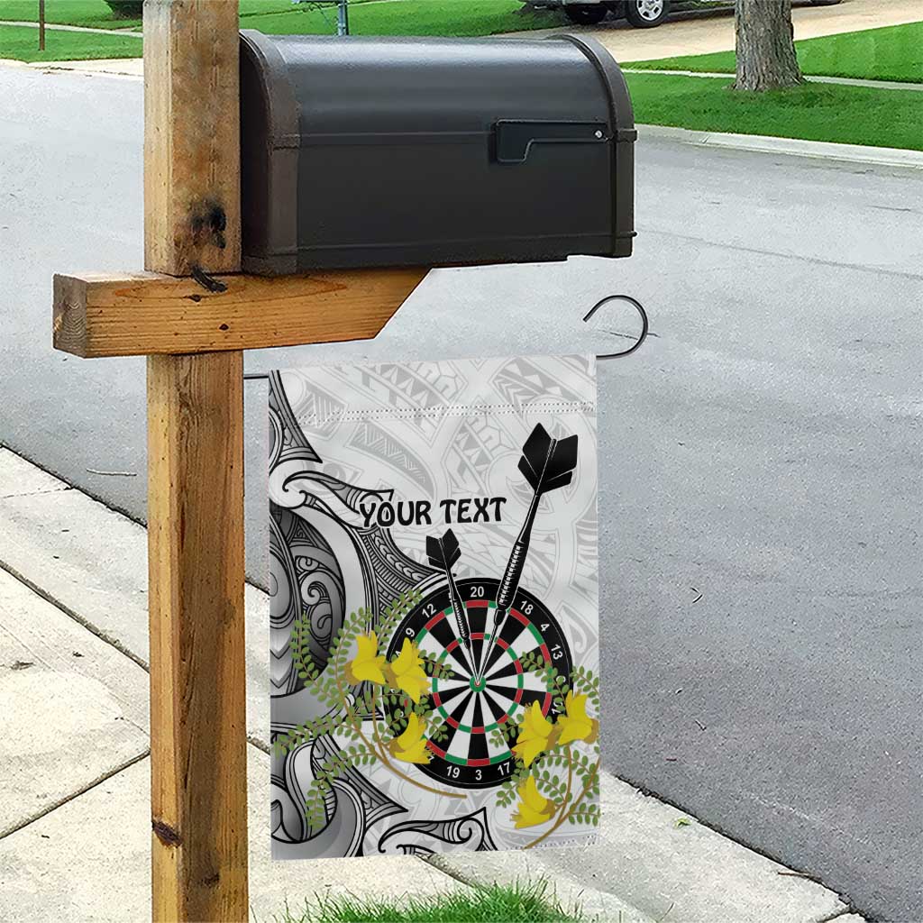 Personalised New Zealand Darts Garden Flag Kowhai Floral with Maori Tattoo - Vibe Hoodie Shop