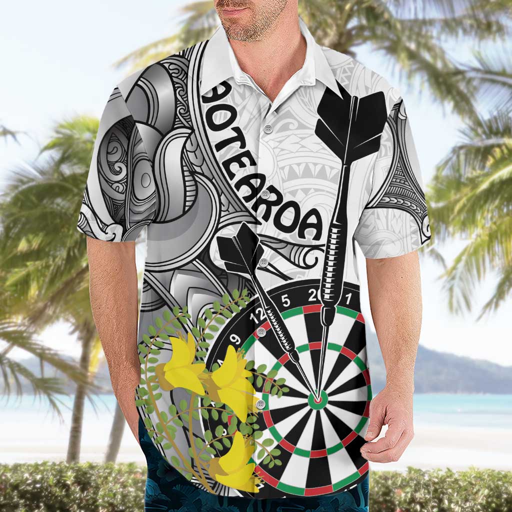 Personalised New Zealand Darts Hawaiian Shirt Kowhai Floral with Maori Tattoo - Vibe Hoodie Shop