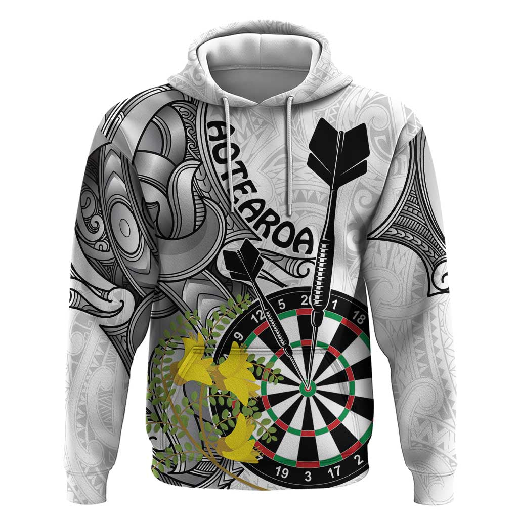 Personalised New Zealand Darts Hoodie Kowhai Floral with Maori Tattoo LT9 - Vibe Hoodie Shop
