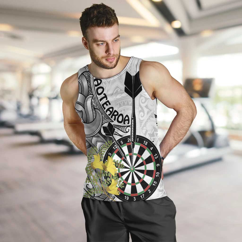 Personalised New Zealand Darts Men Tank Top Kowhai Floral with Maori Tattoo - Vibe Hoodie Shop