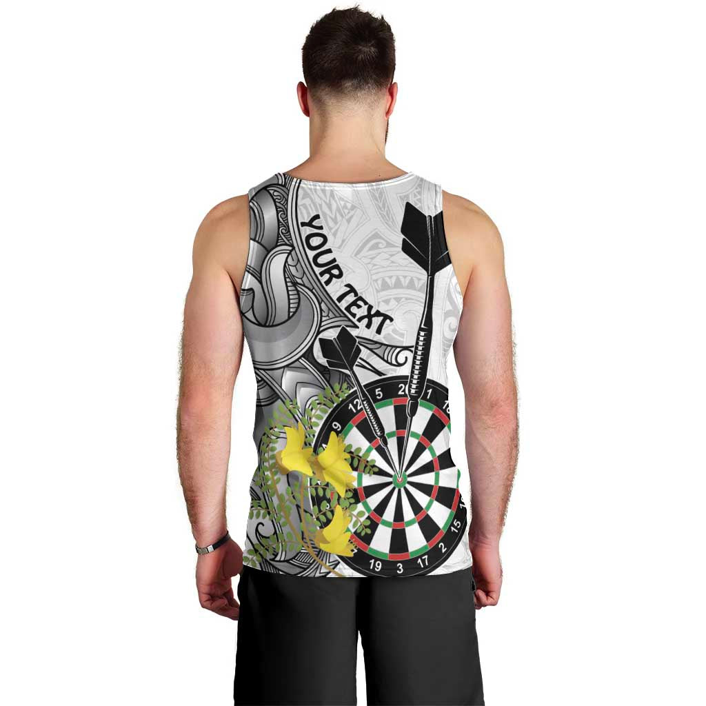 Personalised New Zealand Darts Men Tank Top Kowhai Floral with Maori Tattoo - Vibe Hoodie Shop